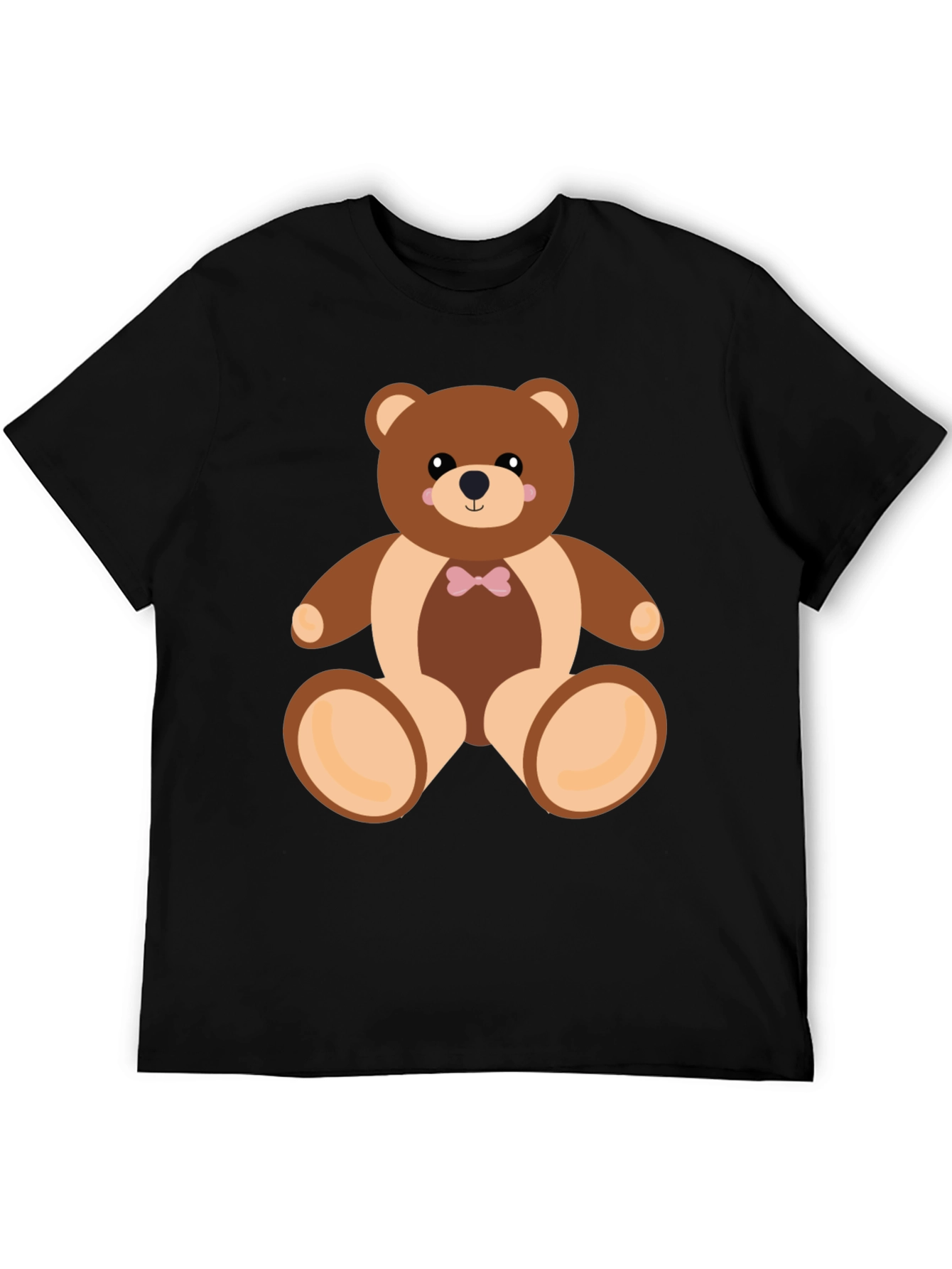 Mens Black Teddy Bear Graphic T-Shirt