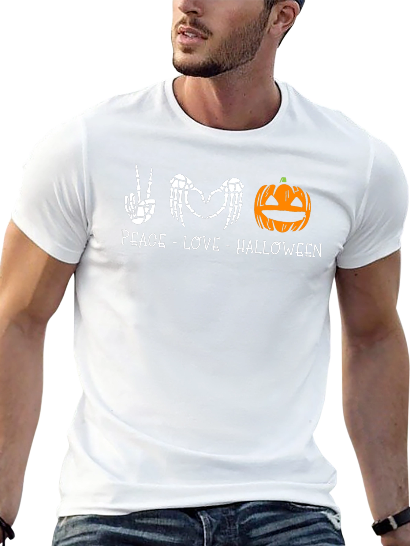 Peace Love Halloween Graphic T-Shirt