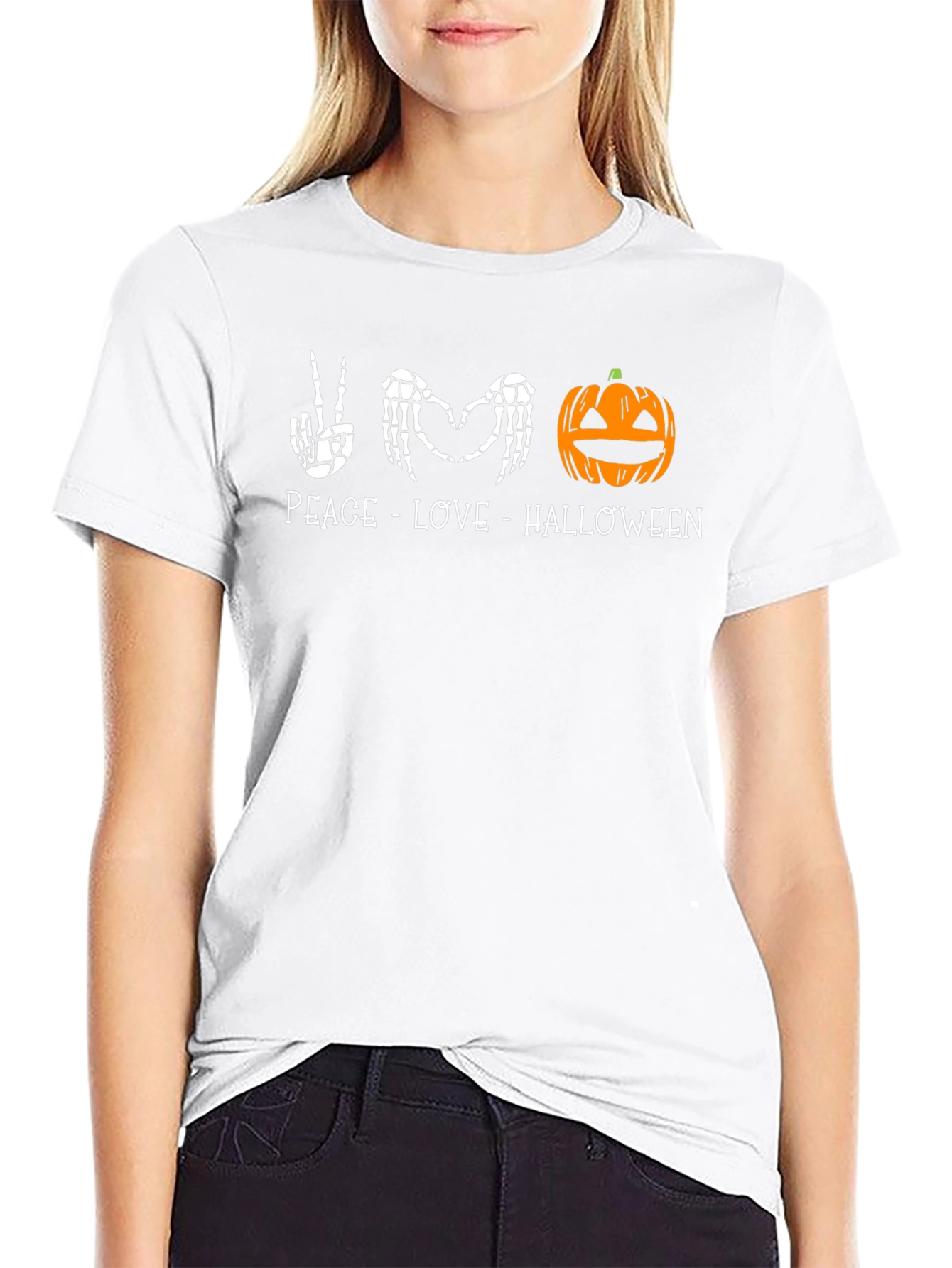 Peace Love Halloween Graphic T-Shirt