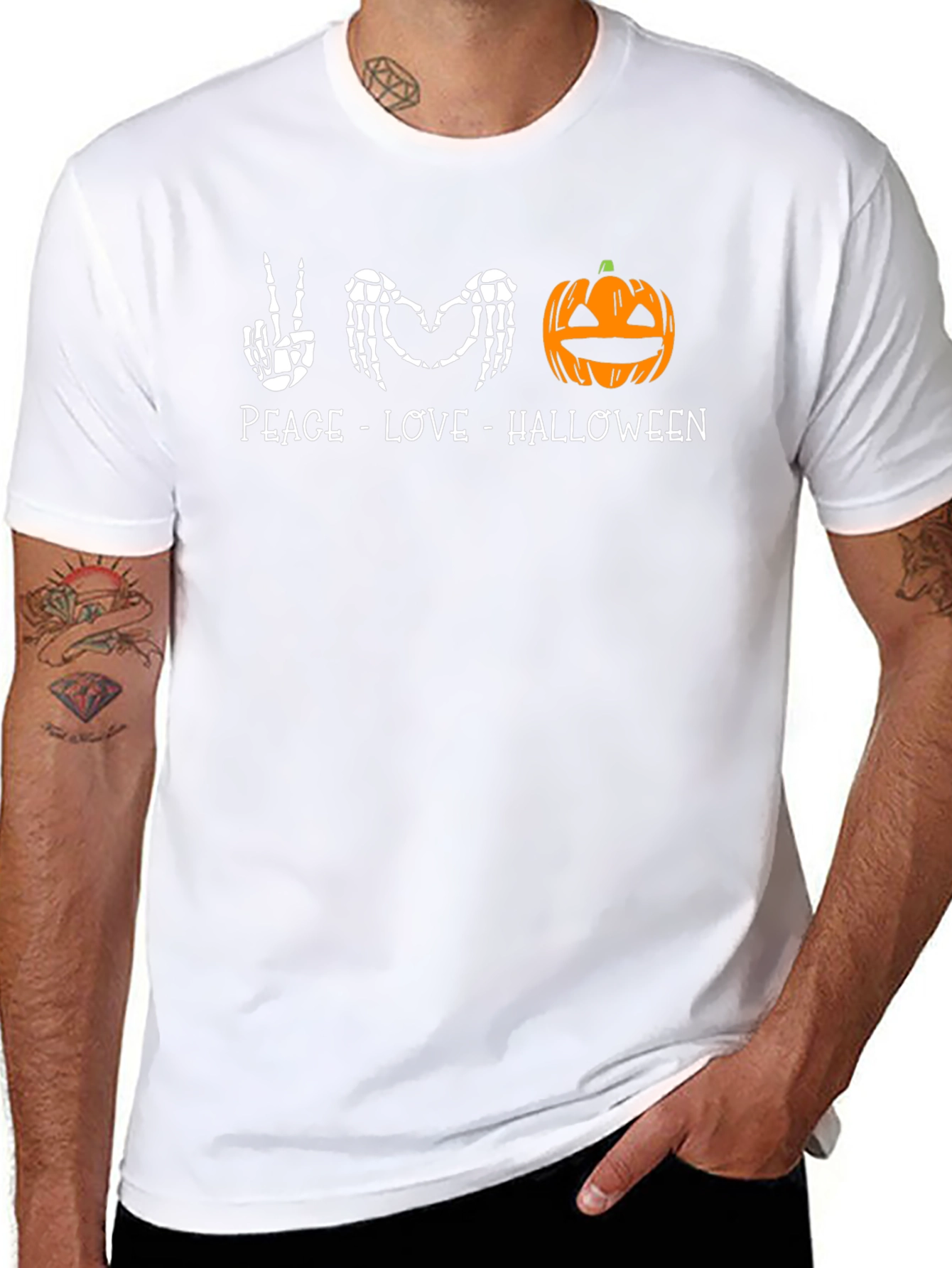 Peace Love Halloween Graphic T-Shirt