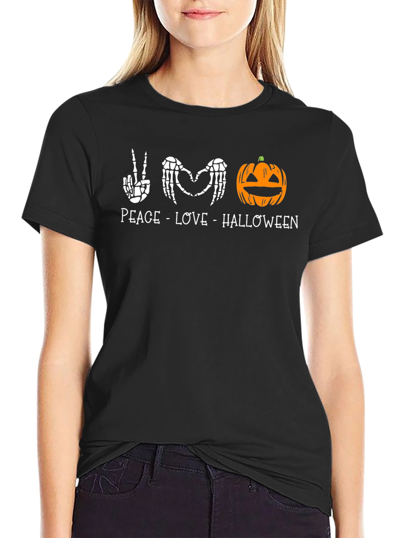 Peace Love Halloween Graphic T-Shirt