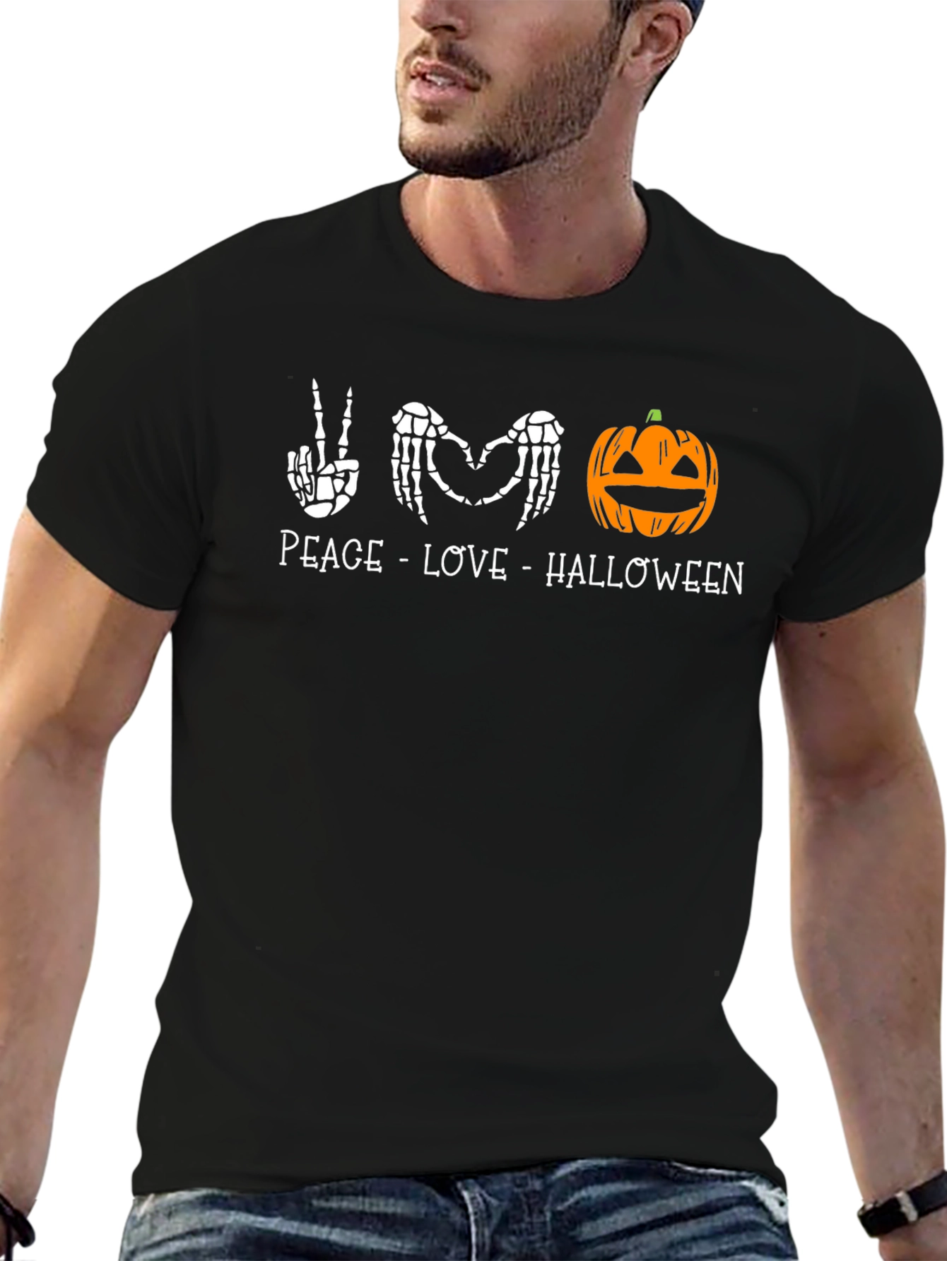 Peace Love Halloween Graphic T-Shirt
