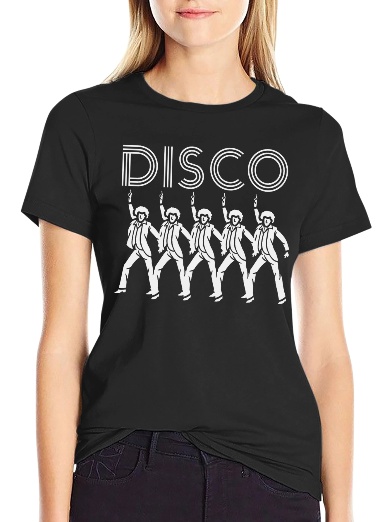 Retro Disco Dancer T-Shirt - Black Cotton Tee