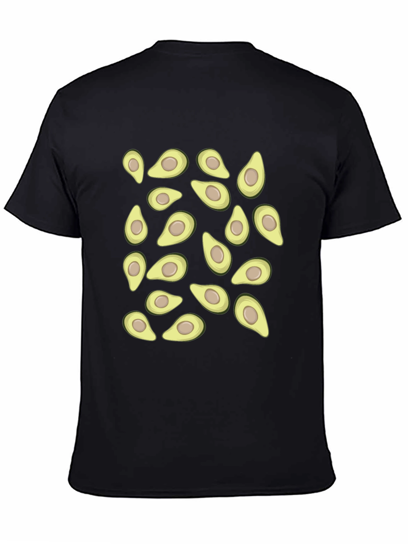 Avocado Pattern Black T-Shirt