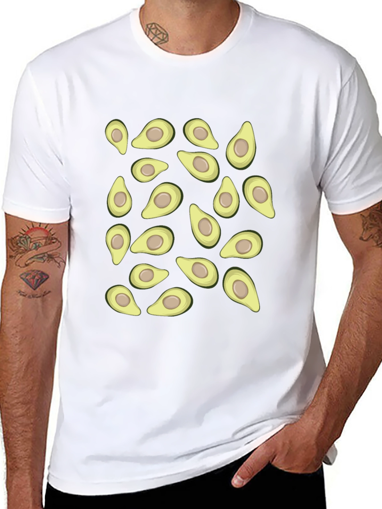 Avocado Pattern Black T-Shirt