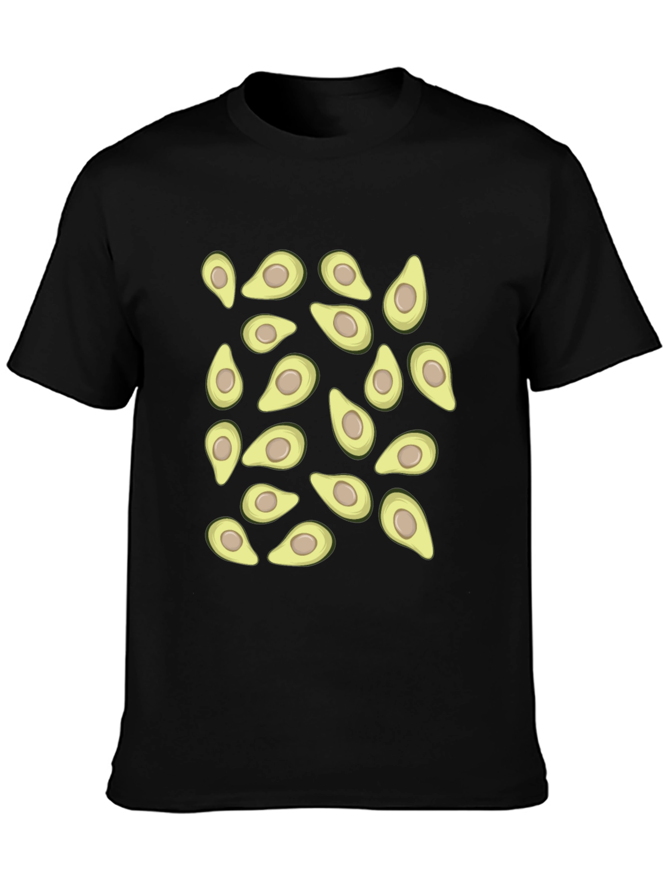 Avocado Pattern Black T-Shirt
