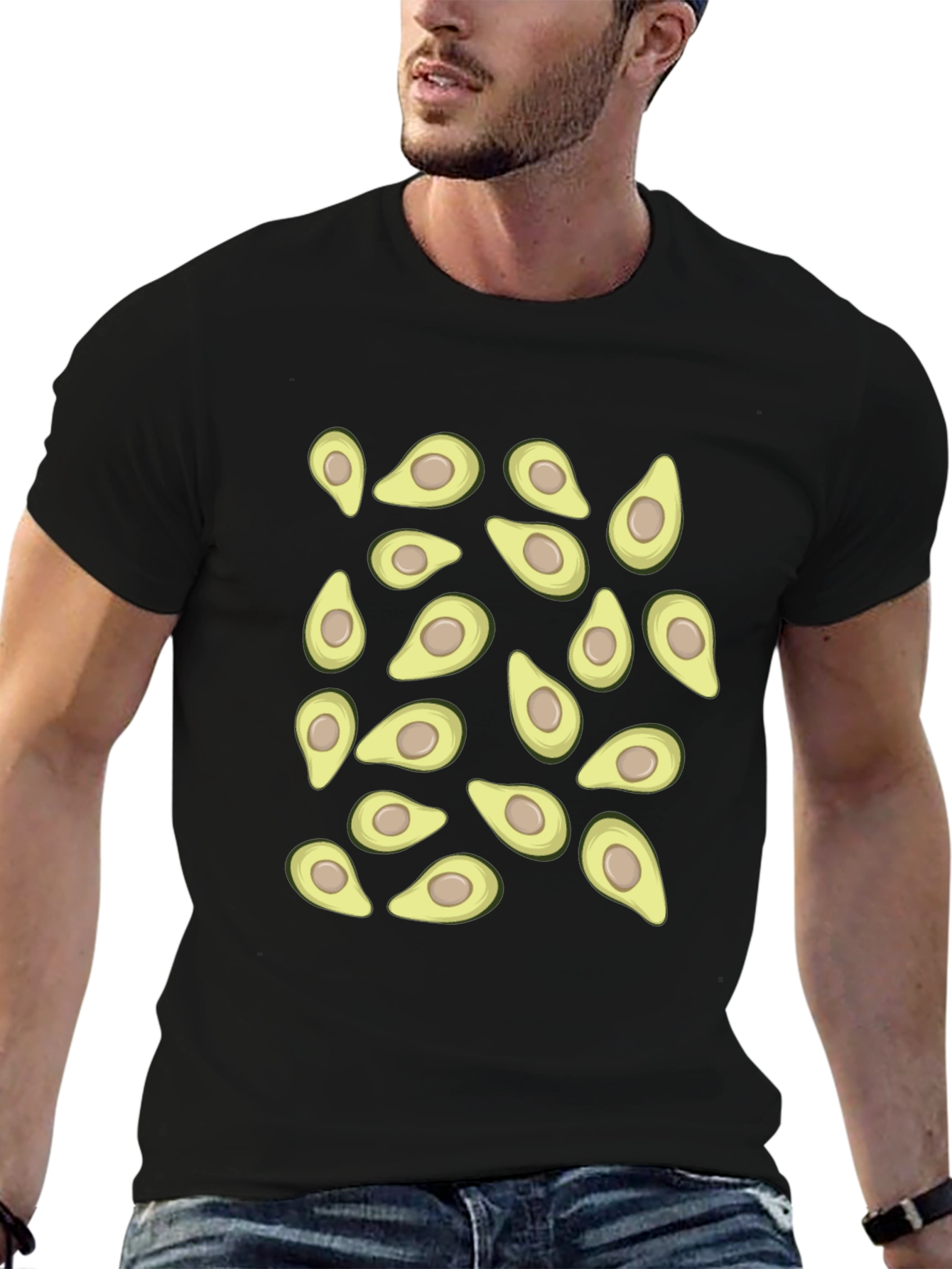 Avocado Pattern Black T-Shirt
