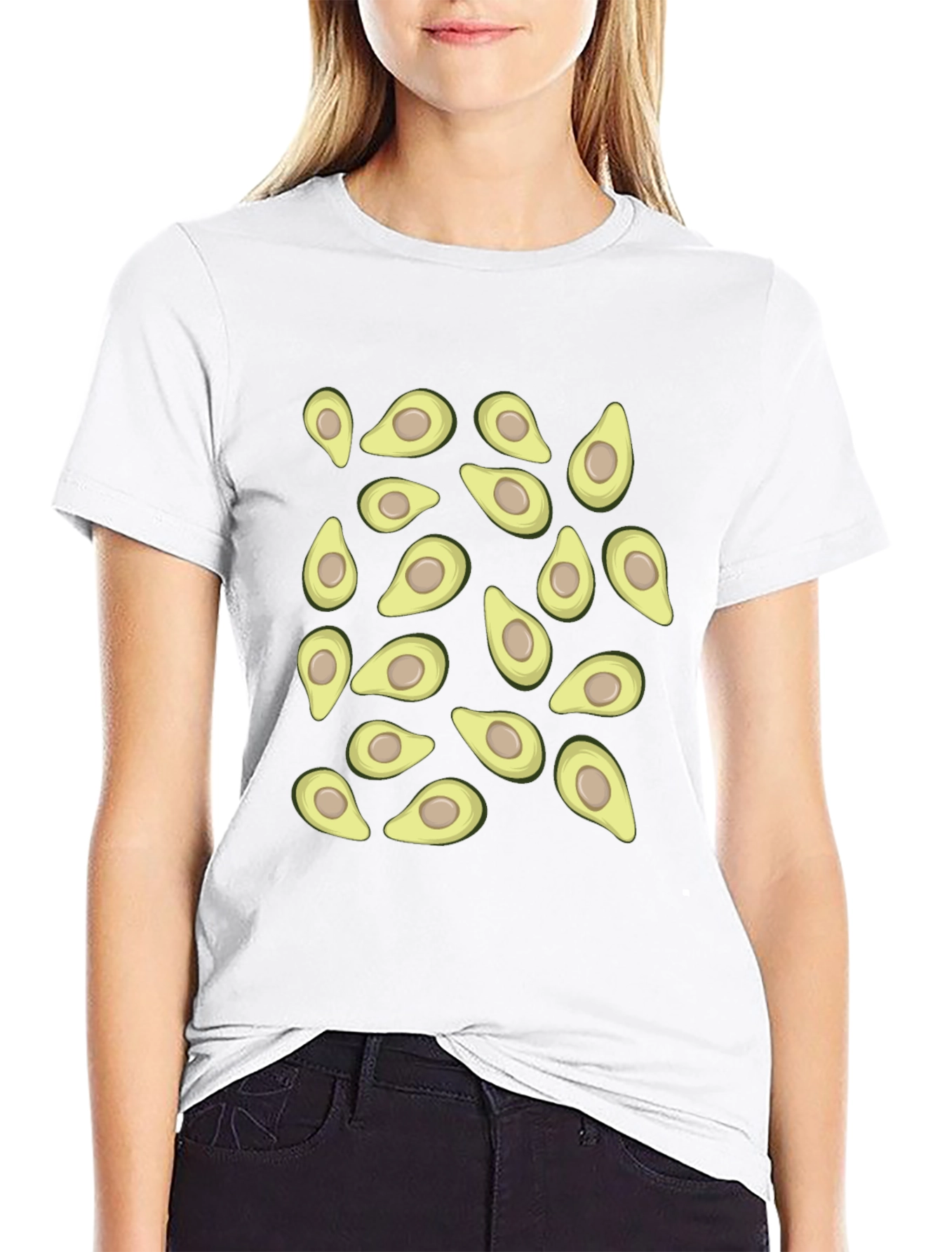 Avocado Pattern Black T-Shirt