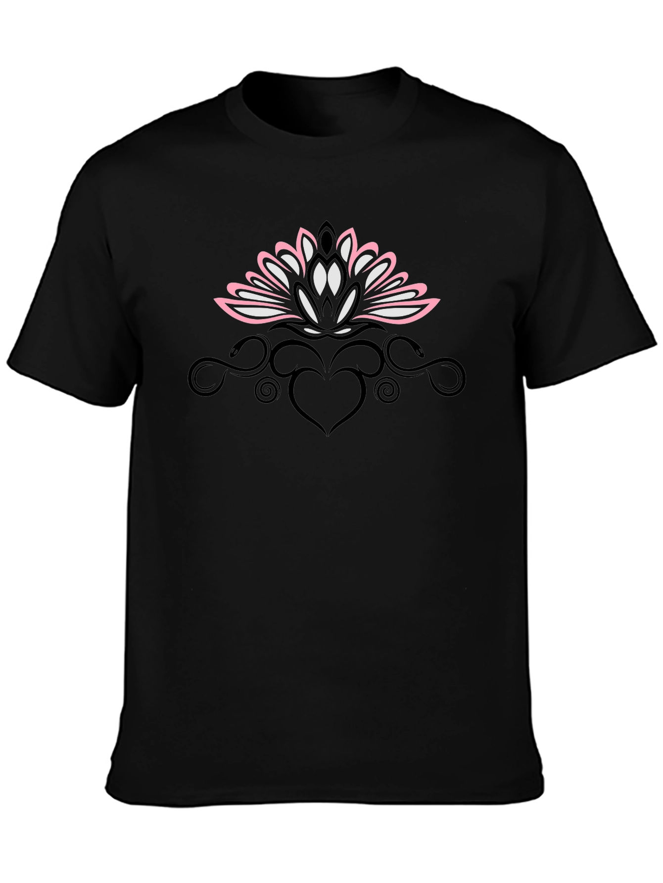 Lotus Heart Graphic Tee - Black