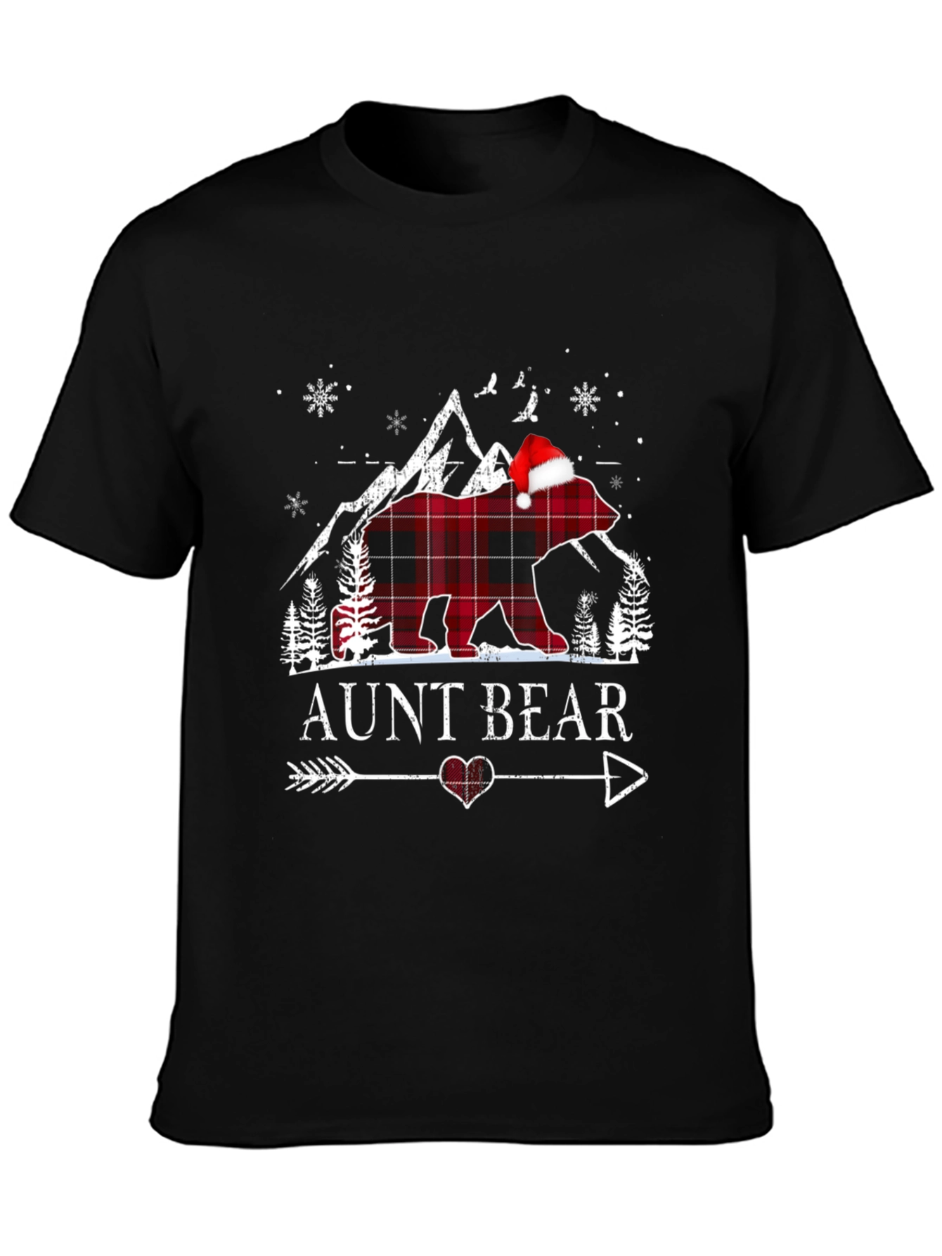 Aunt Bear Plaid Christmas T-Shirt