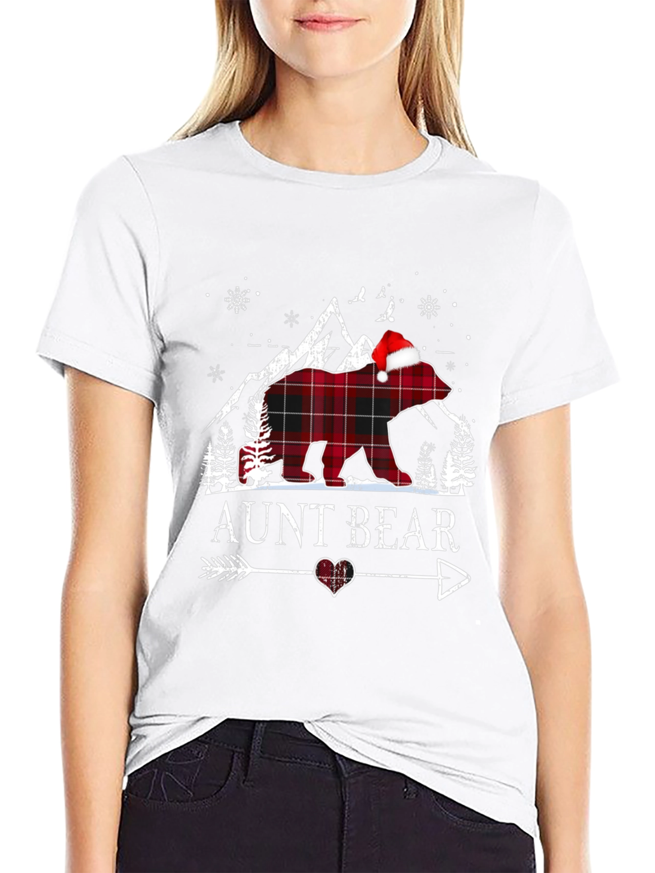 Aunt Bear Plaid Christmas T-Shirt