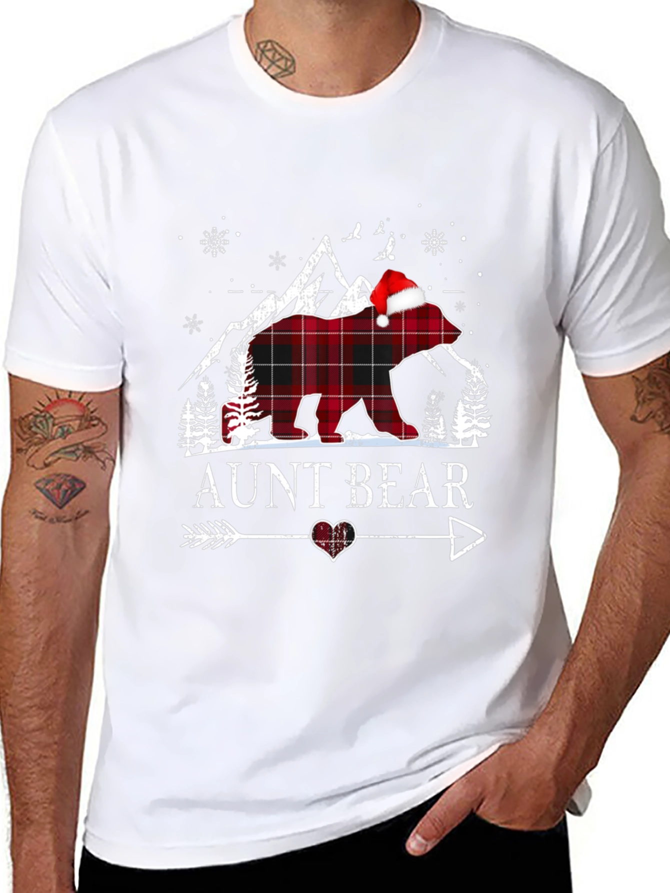 Aunt Bear Plaid Christmas T-Shirt