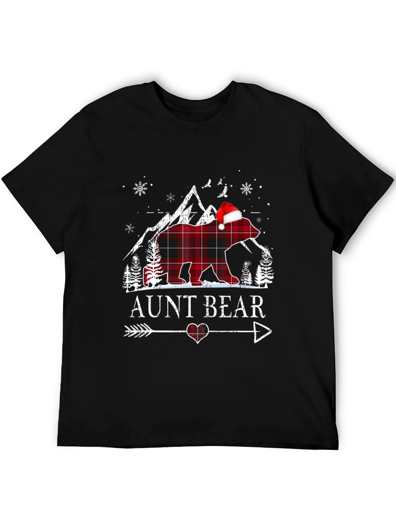 Aunt Bear Plaid Christmas T-Shirt