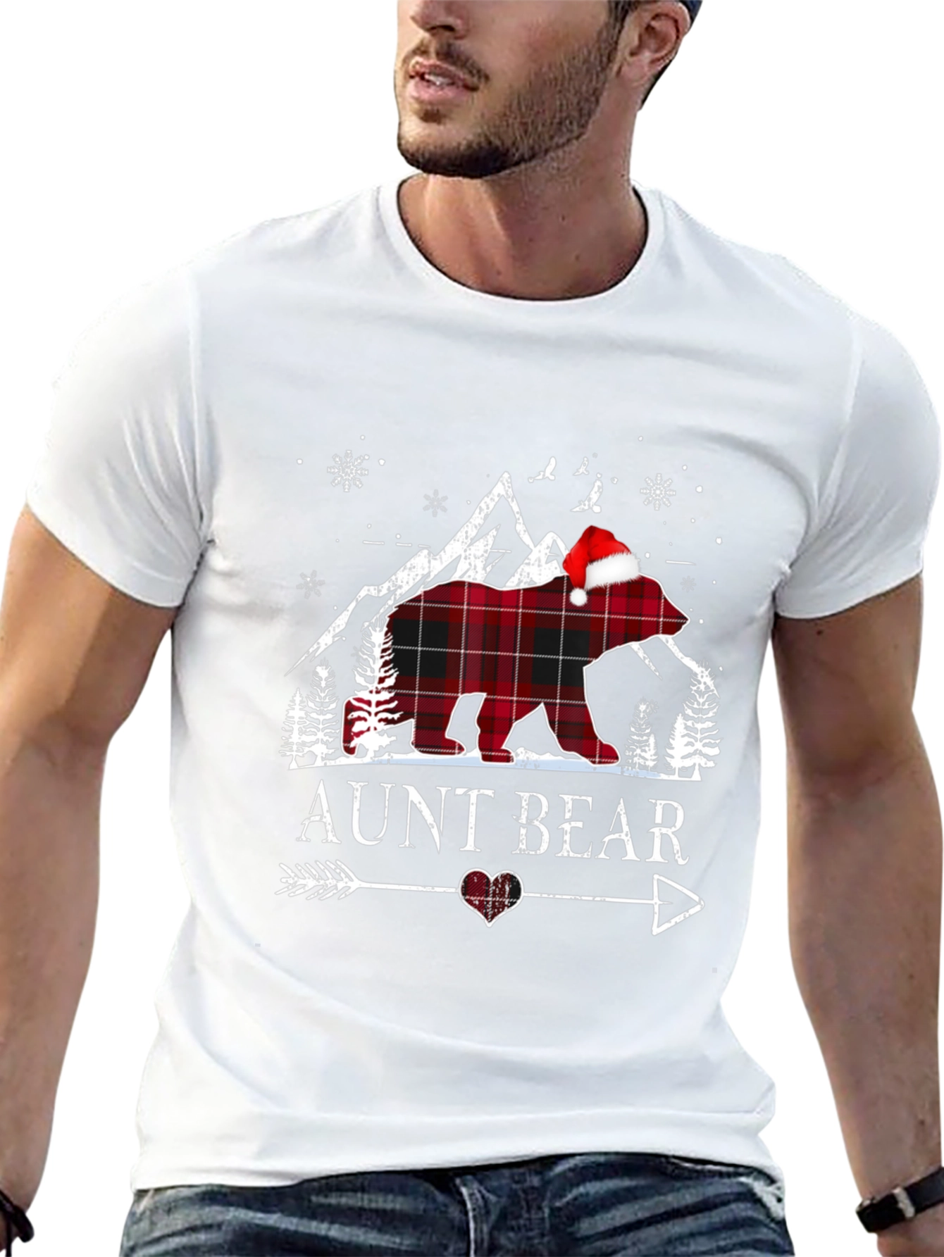 Aunt Bear Plaid Christmas T-Shirt