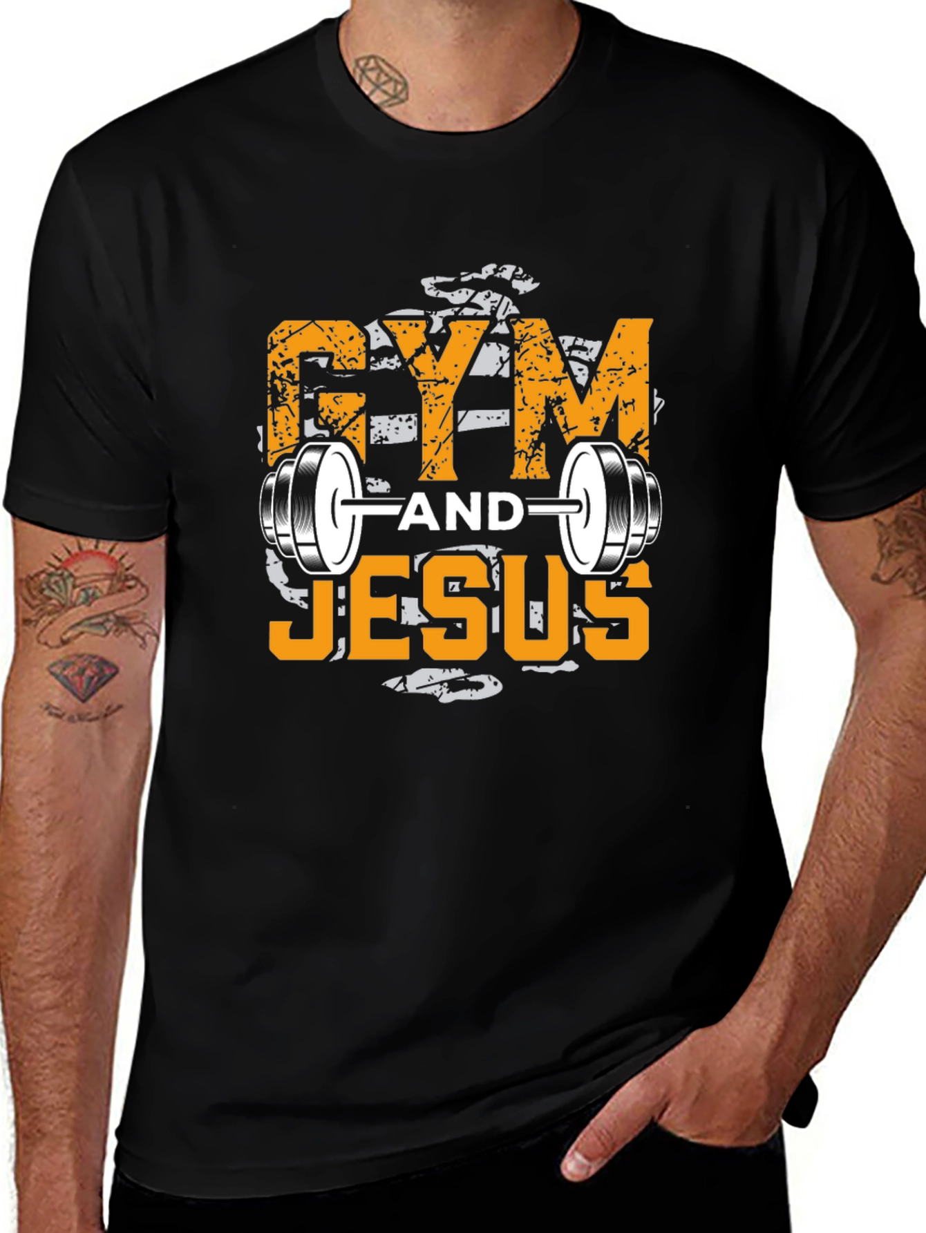 Gym and Jesus Graphic T-Shirt