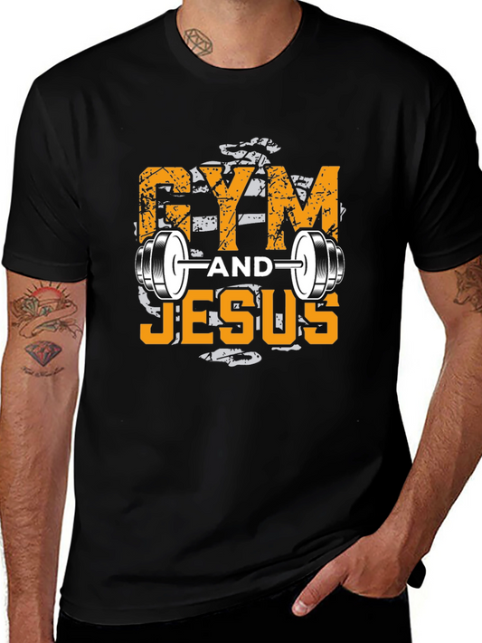 Gym and Jesus Graphic T-Shirt
