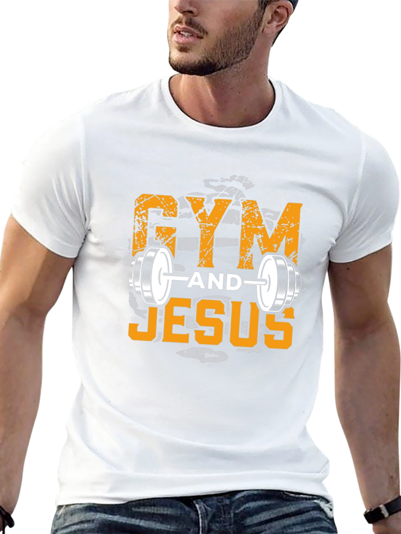 Gym and Jesus Graphic T-Shirt