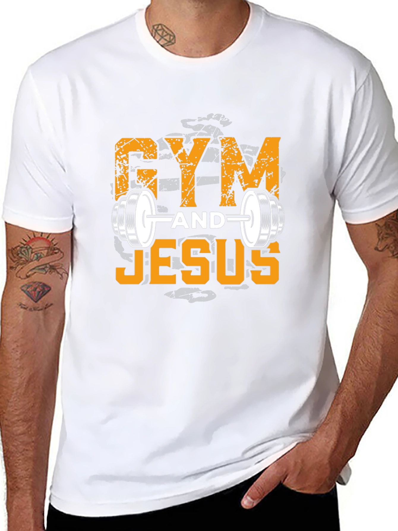 Gym and Jesus Graphic T-Shirt
