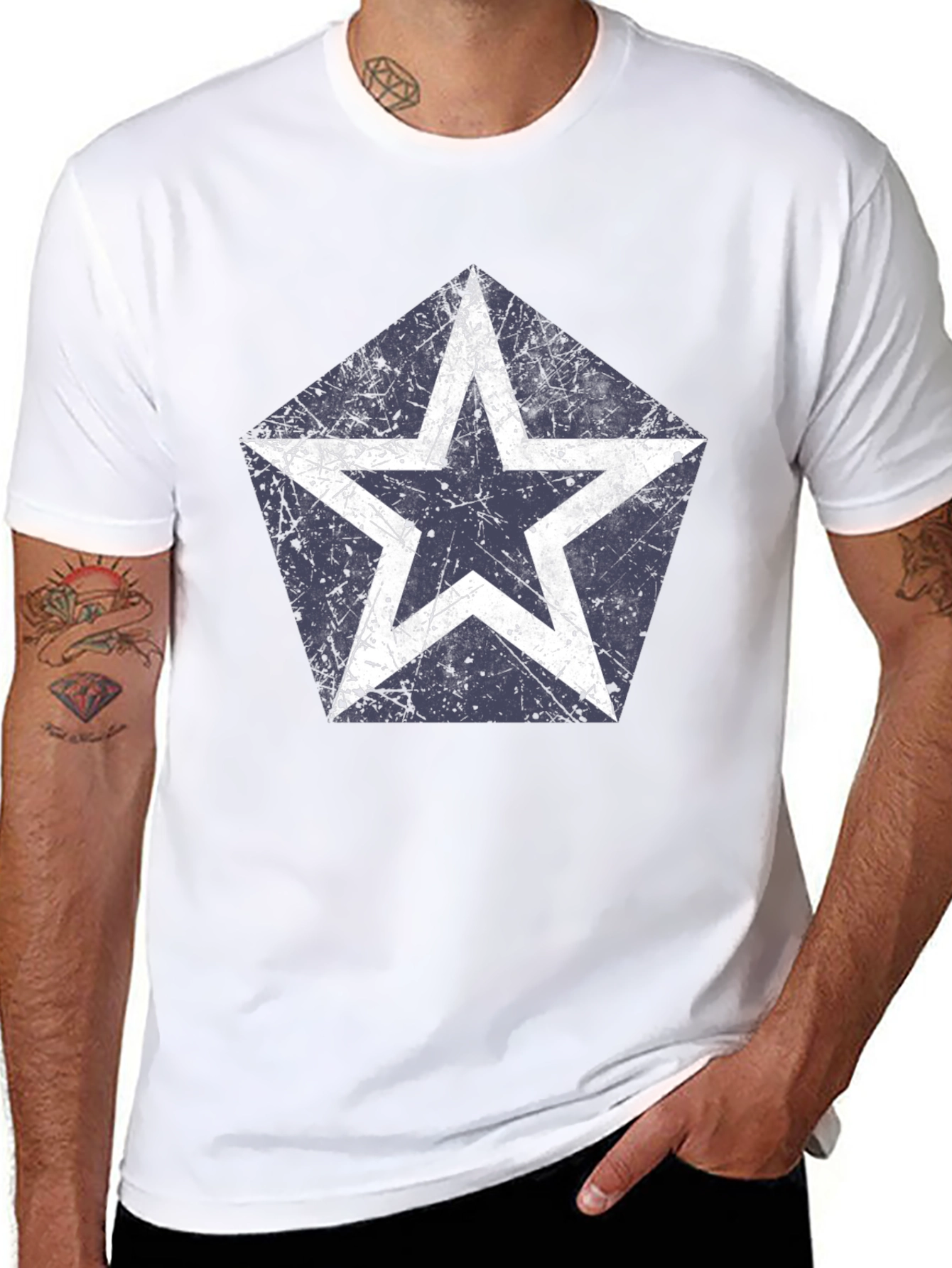 Distressed Star Graphic T-Shirt - Casual Style
