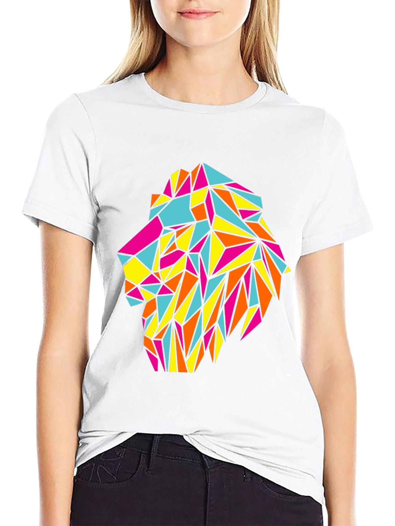 Geometric Lion Head T-Shirt - Bold Graphic Tee