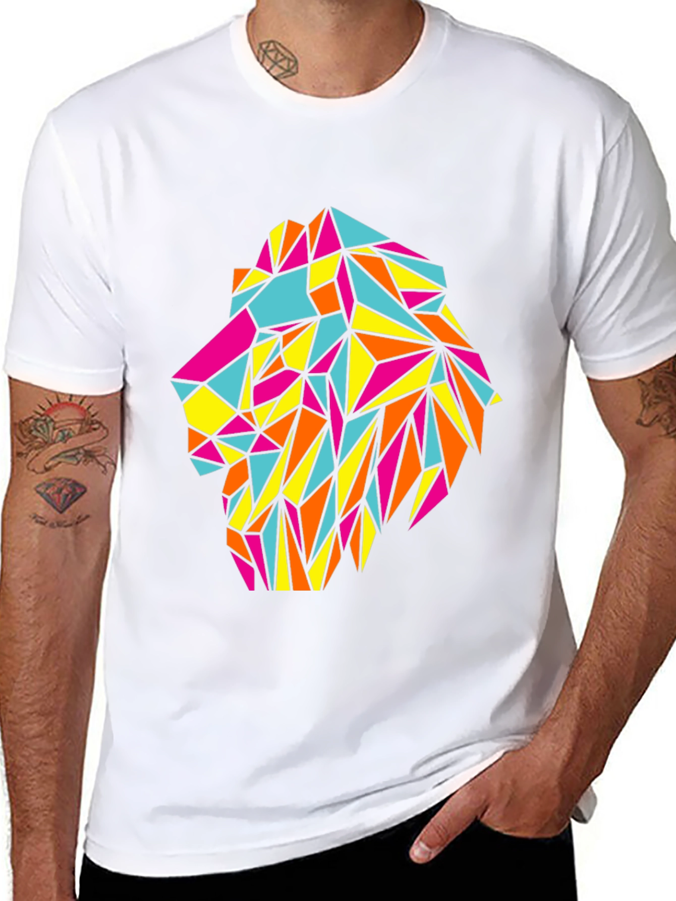 Geometric Lion Head T-Shirt - Bold Graphic Tee