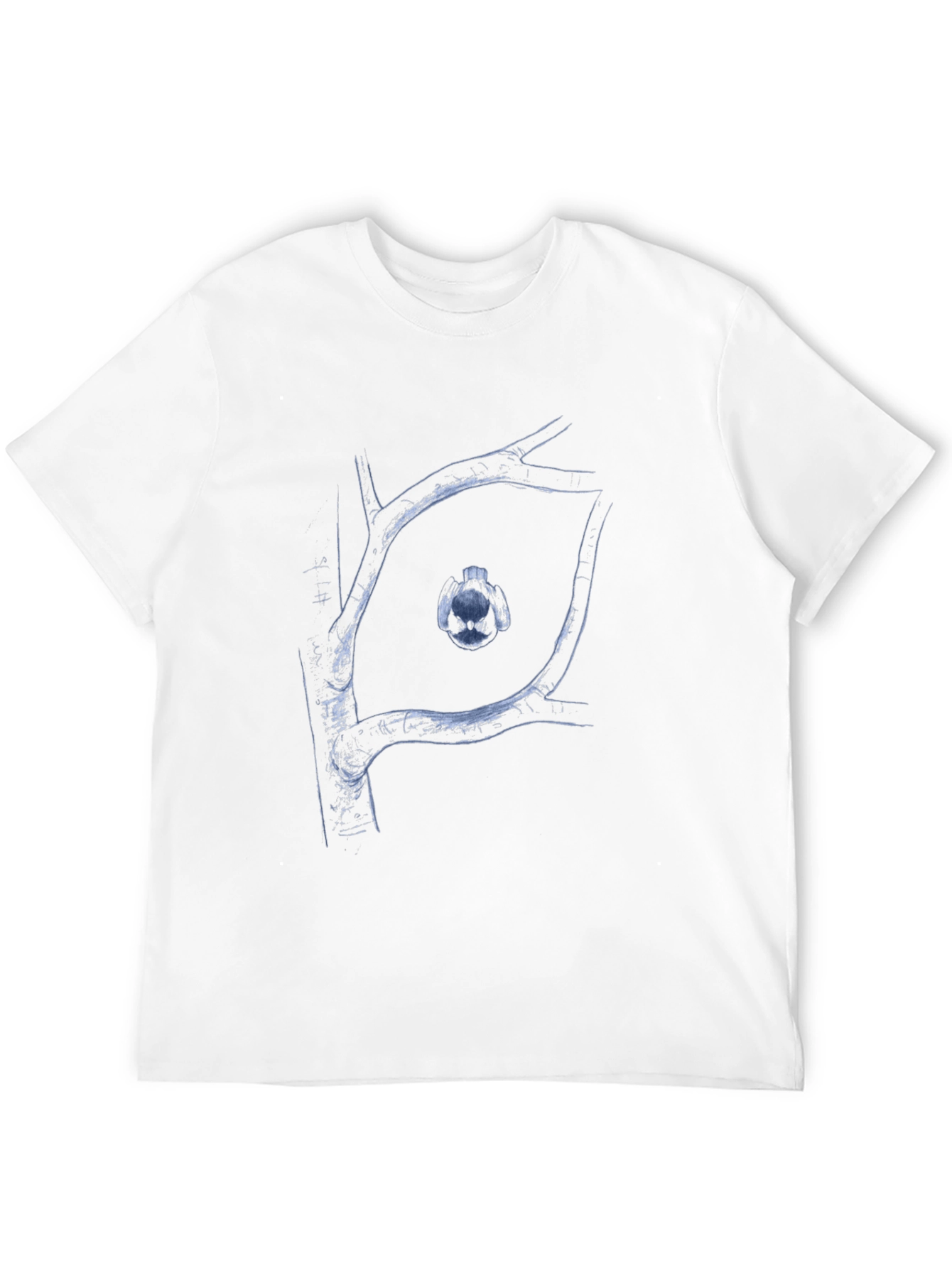 Abstract Tree Branch Bird Graphic Black T-Shirt