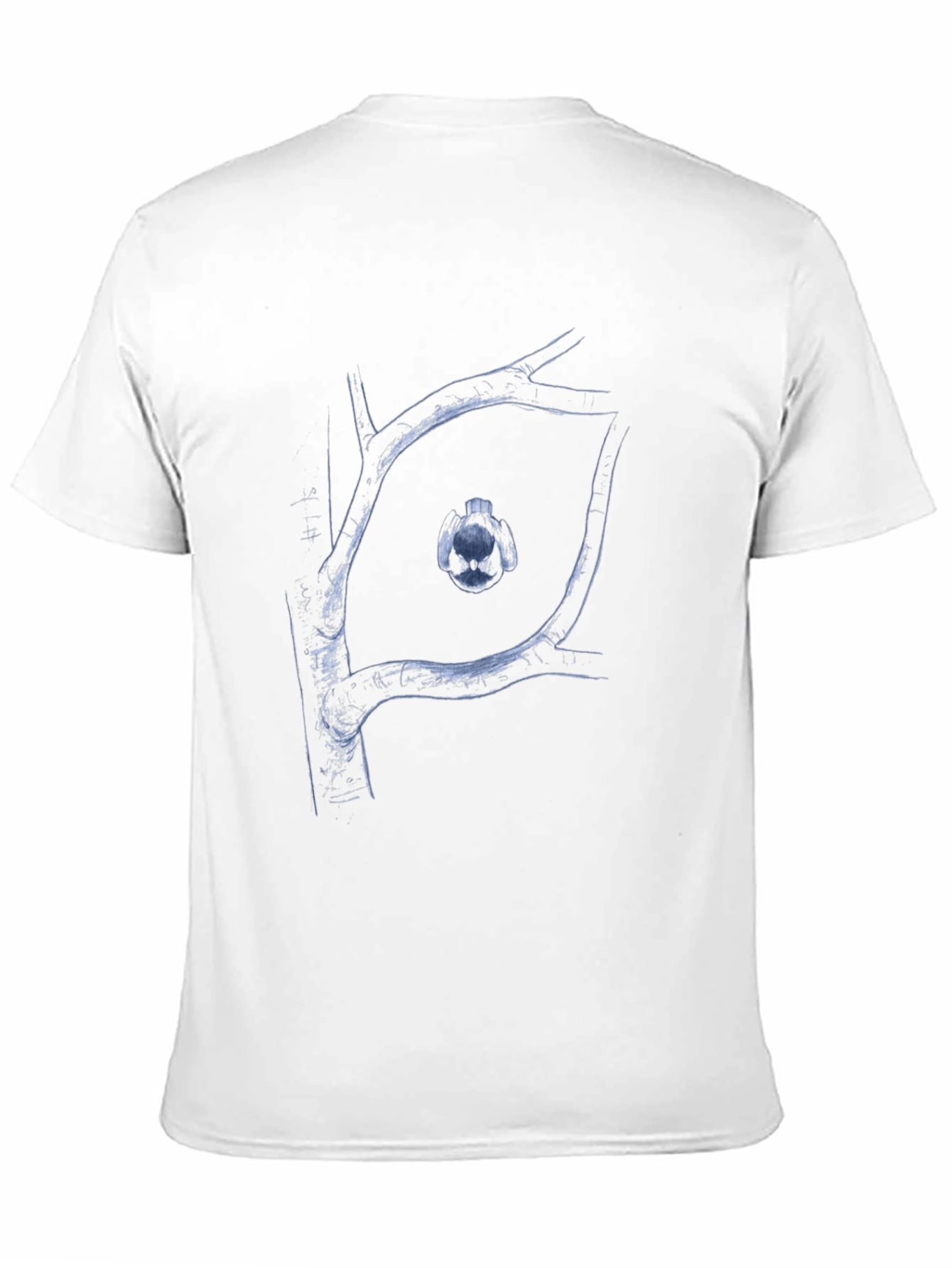Abstract Tree Branch Bird Graphic Black T-Shirt
