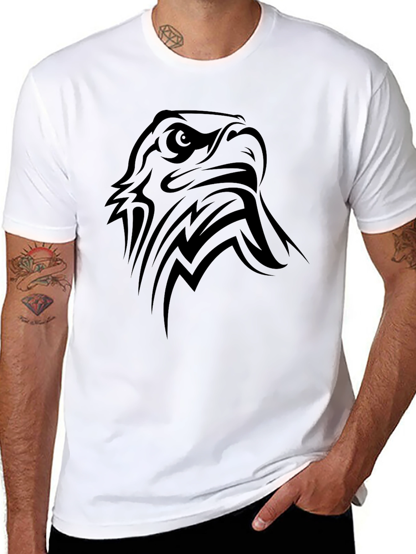 Mens Black Eagle Graphic Tee - Stylish Casual Wear