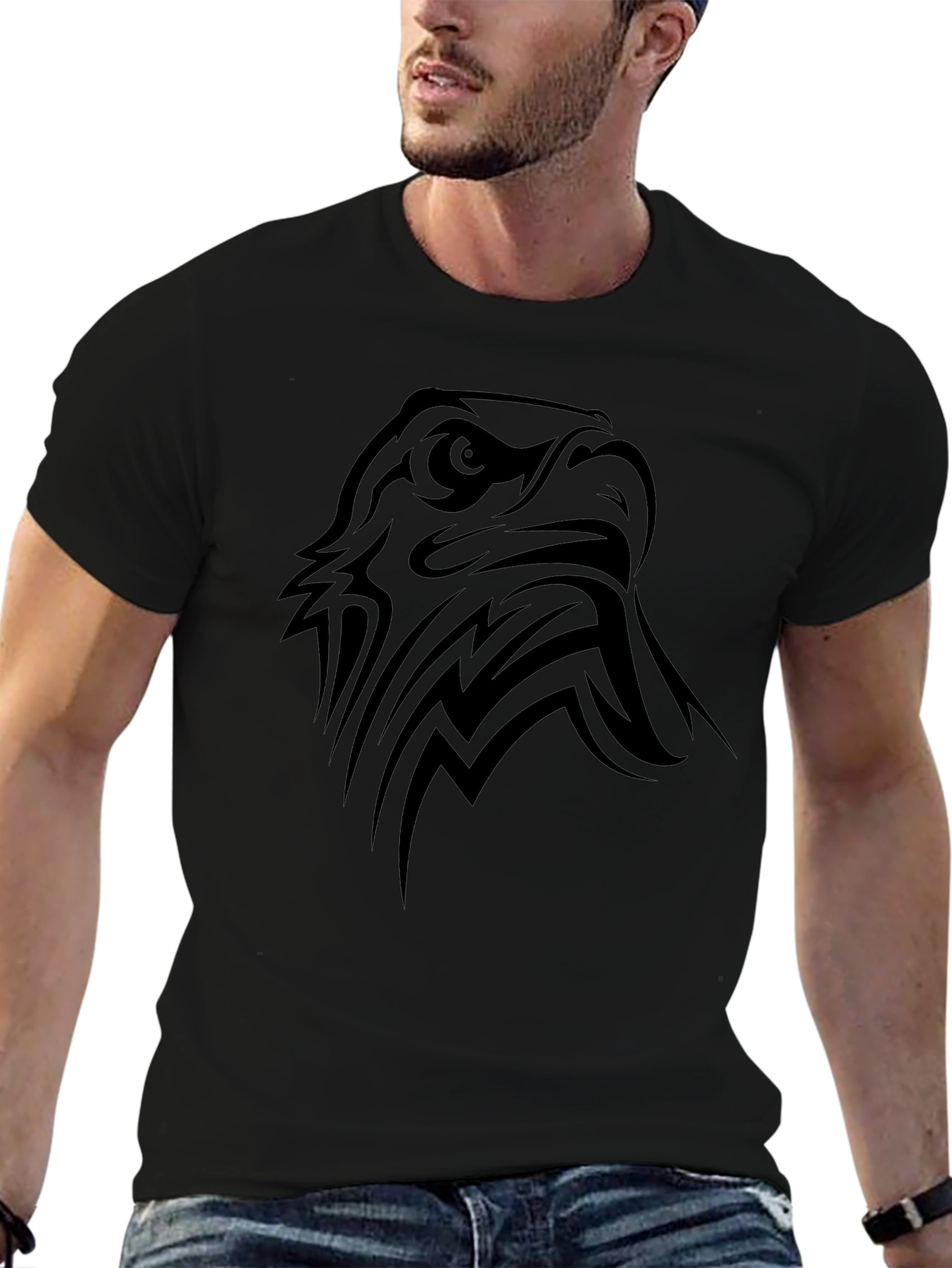 Mens Black Eagle Graphic Tee - Stylish Casual Wear