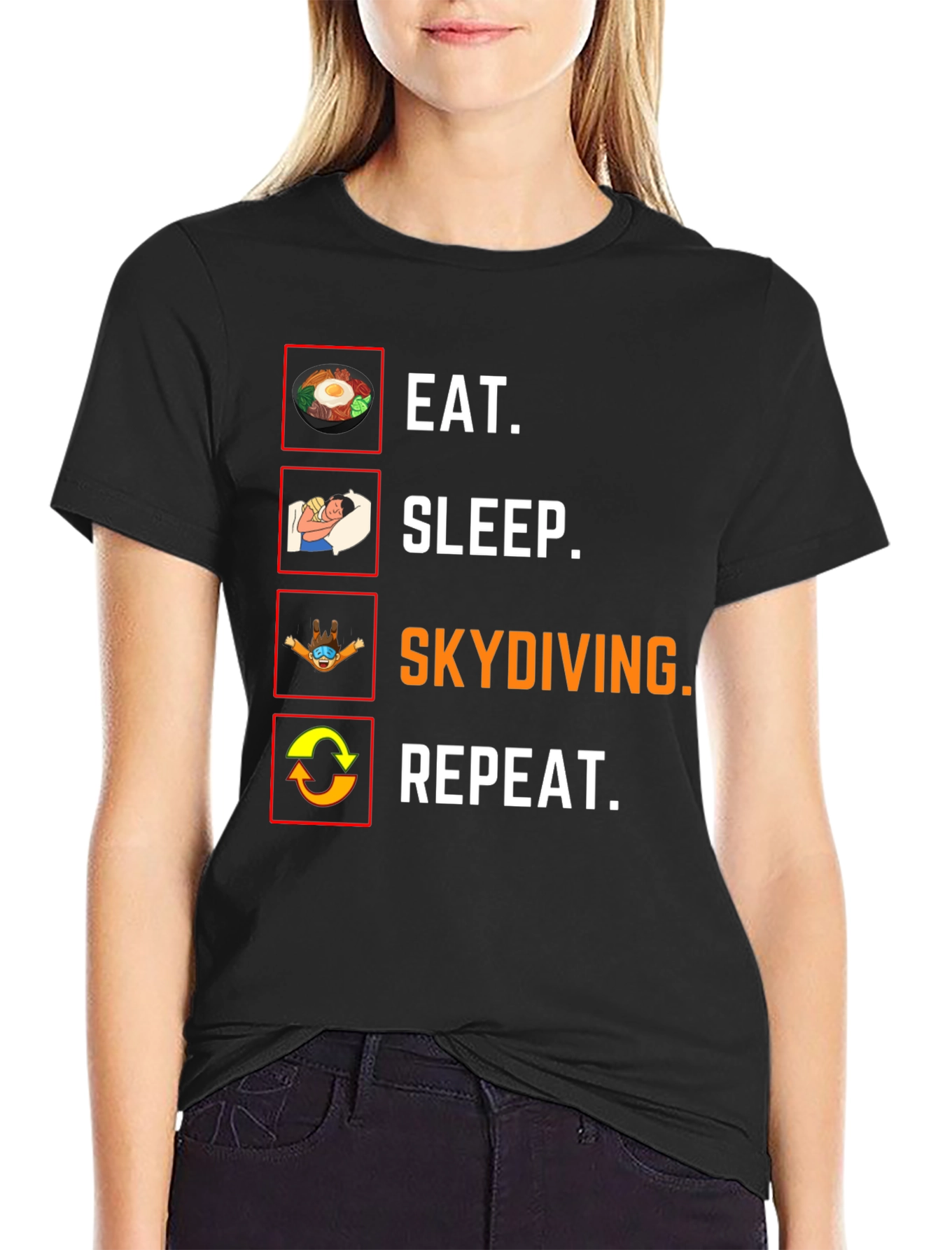 Eat Sleep Skydiving Repeat Funny T-Shirt