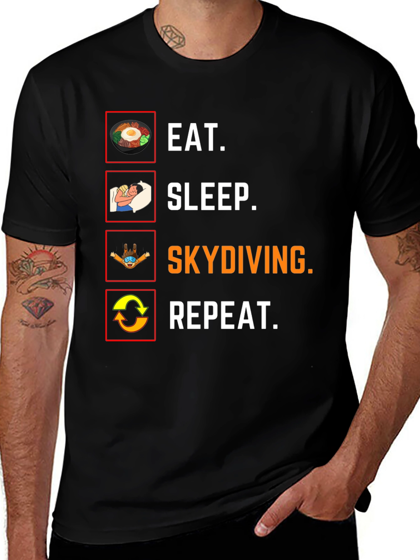 Eat Sleep Skydiving Repeat Funny T-Shirt