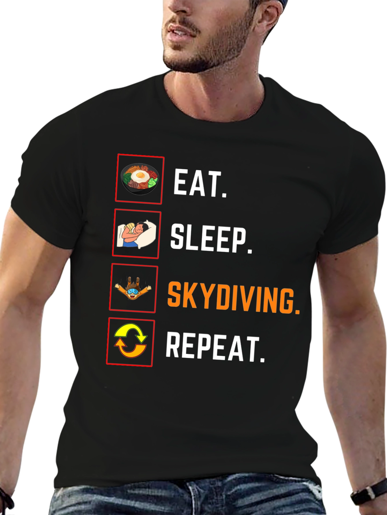 Eat Sleep Skydiving Repeat Funny T-Shirt