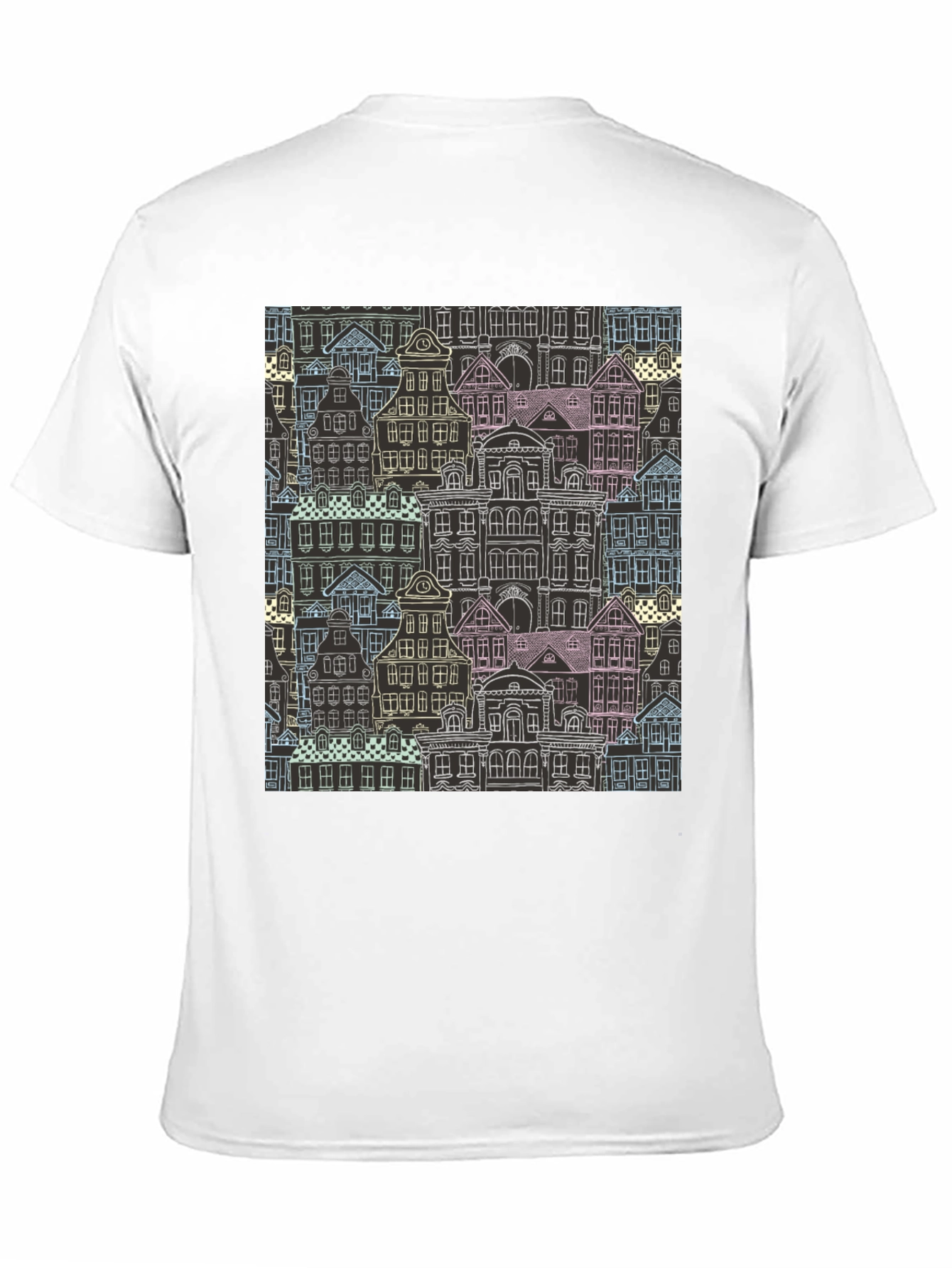Unique Building Pattern Graphic T-Shirt