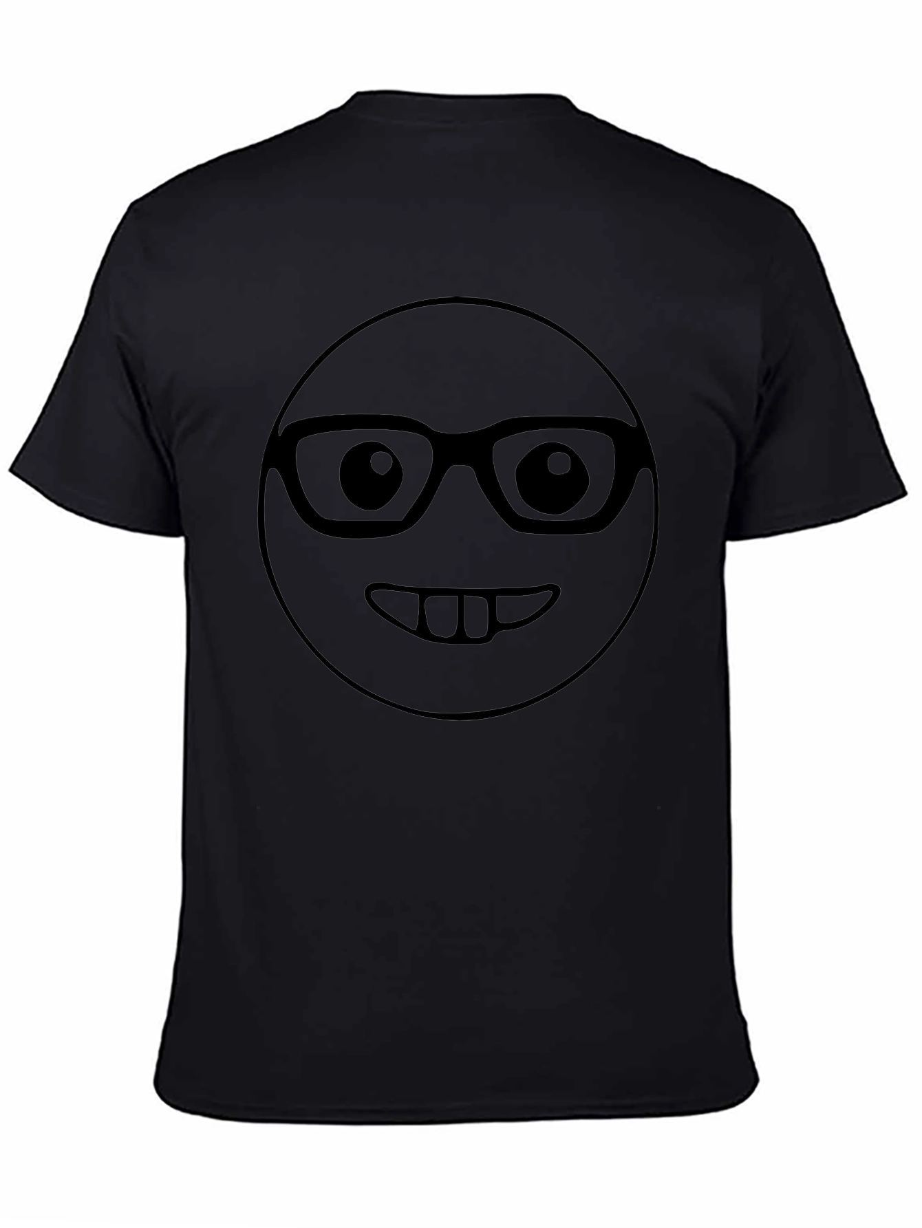 Funny Geek Emoji Graphic T-Shirt - Black