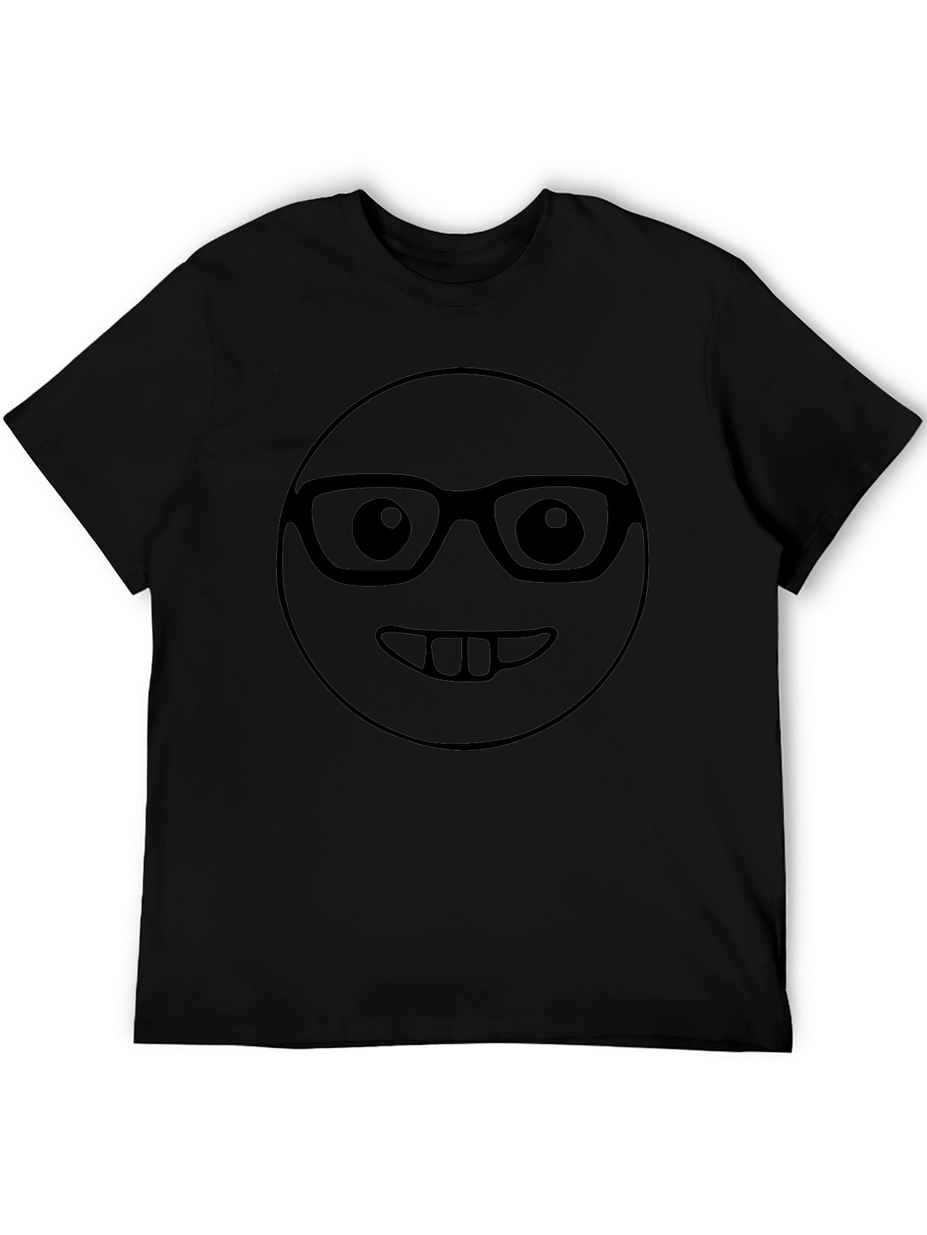 Funny Geek Emoji Graphic T-Shirt - Black