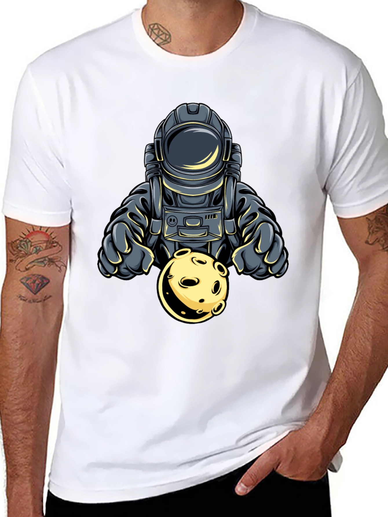 Astronaut Moon Graphic T-Shirt - Stylish Space Tee