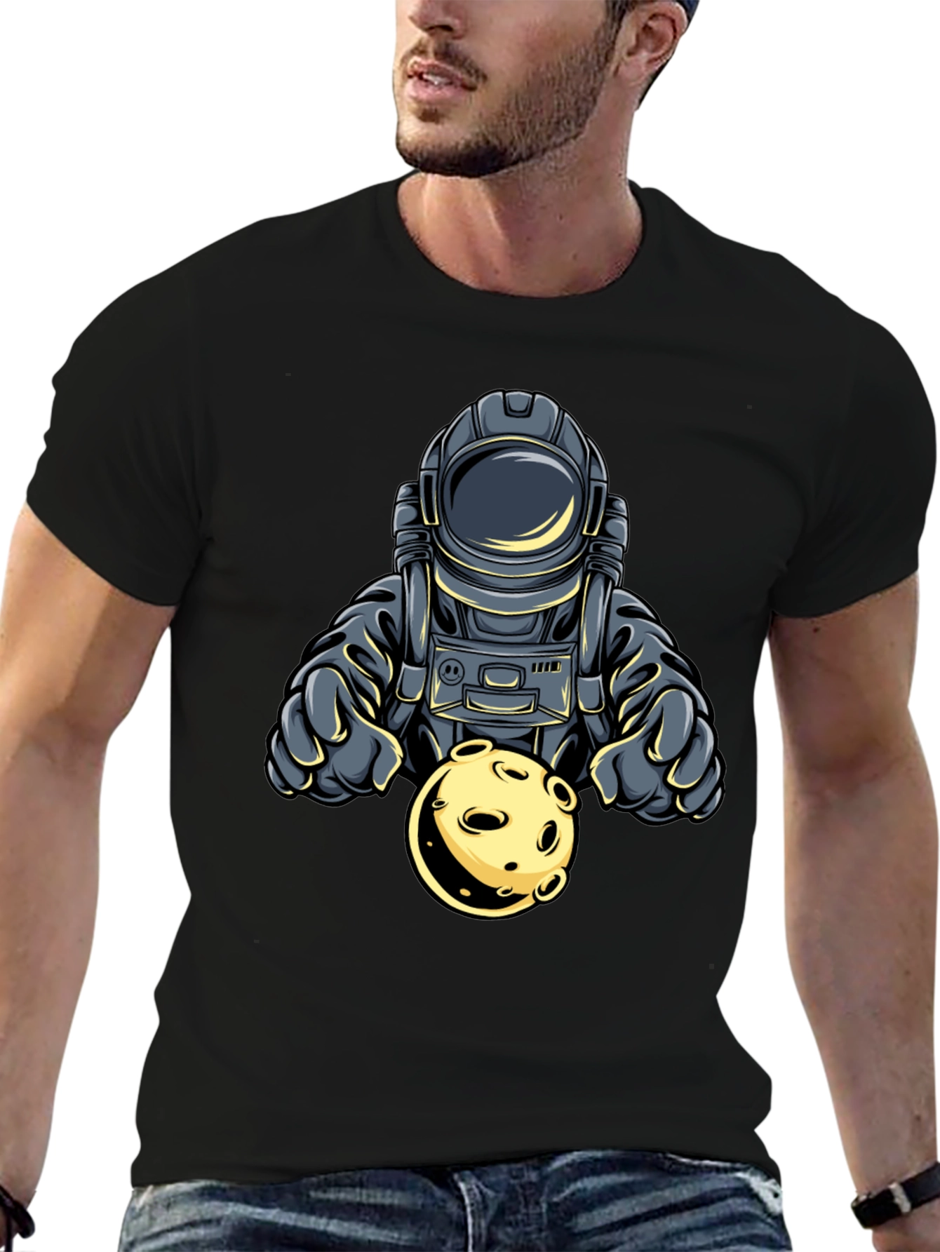 Astronaut Moon Graphic T-Shirt - Stylish Space Tee