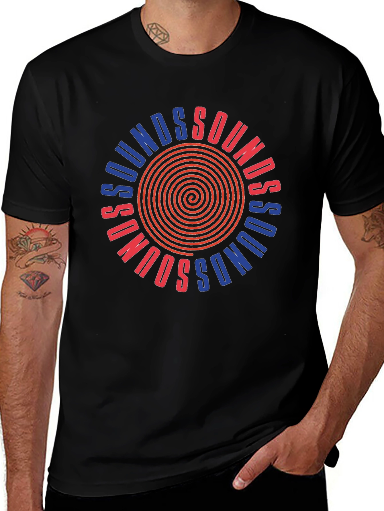 Sounds Graphic Tee - Retro Spiral Design