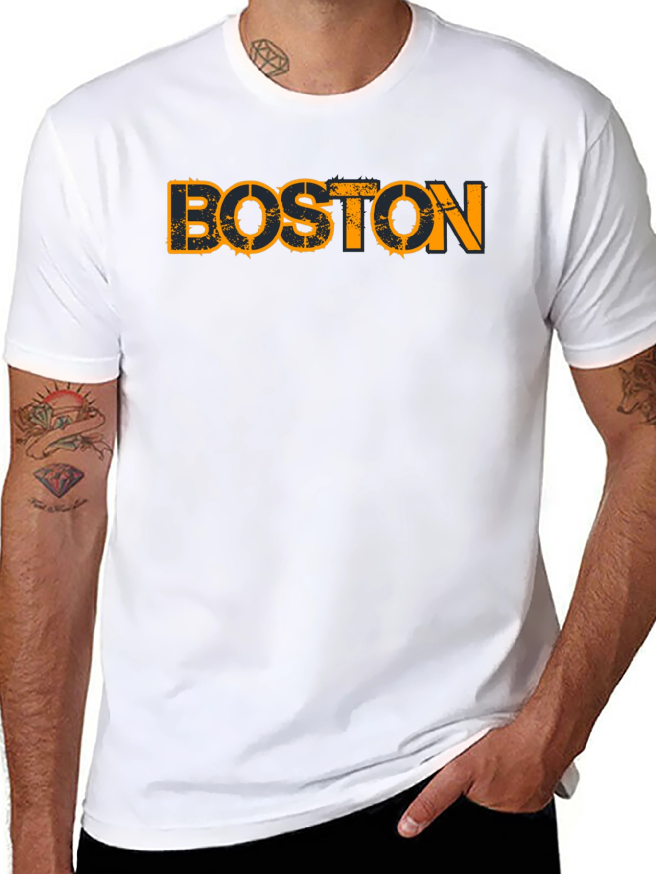 Boston Graphic Print Black T-Shirt