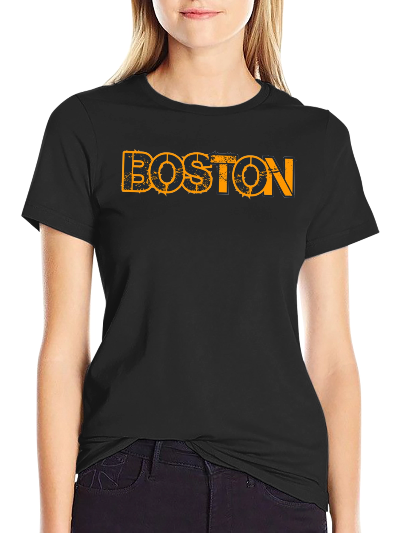 Boston Graphic Print Black T-Shirt