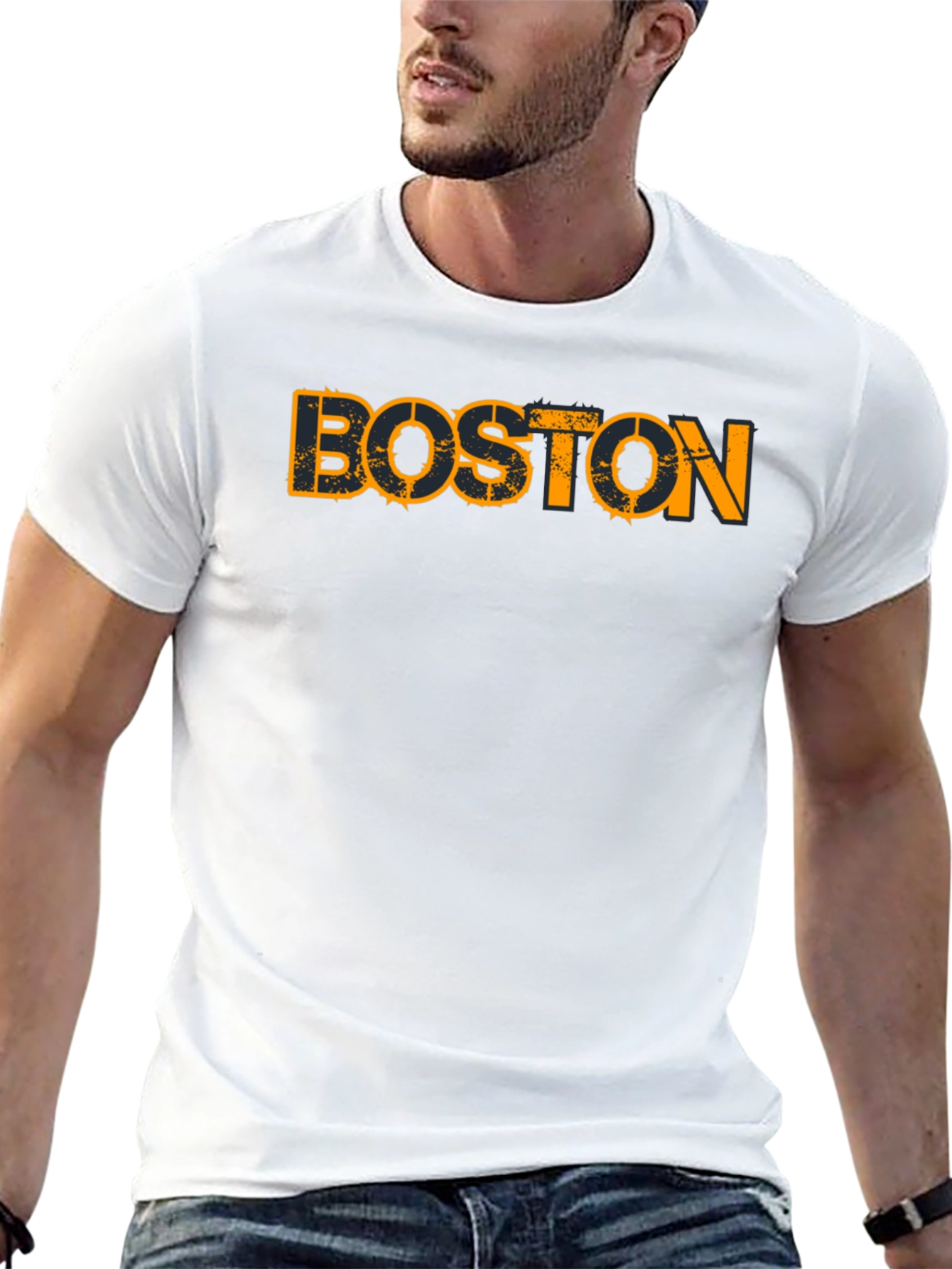 Boston Graphic Print Black T-Shirt