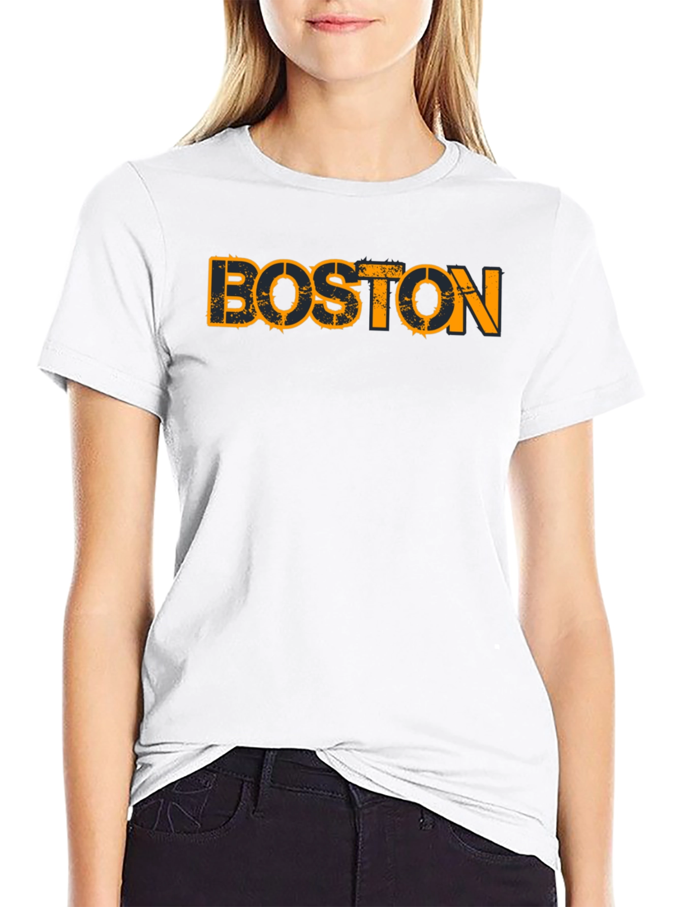 Boston Graphic Print Black T-Shirt