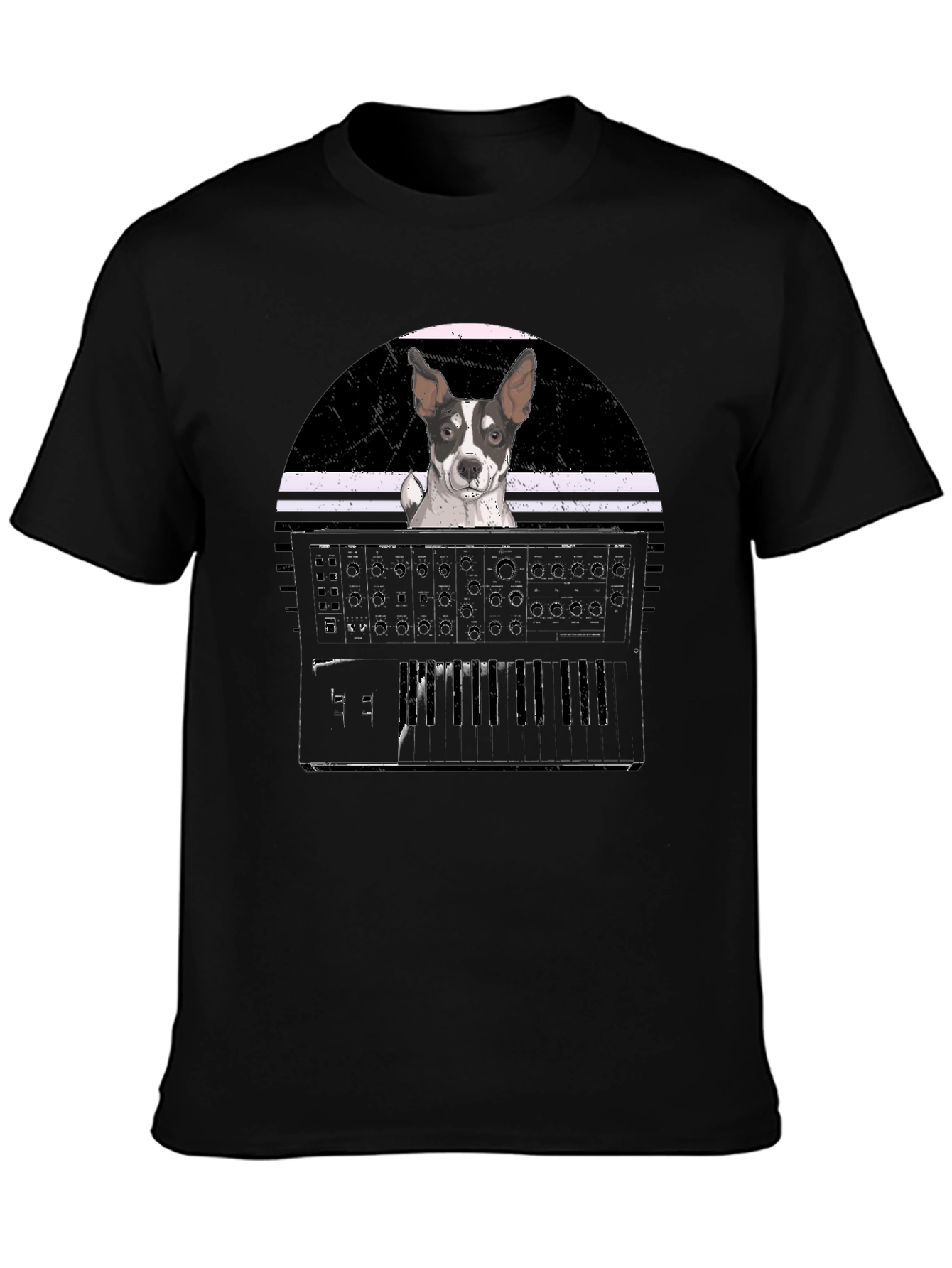 Dog Synth Graphic Tee - Cool Musician T-Shirt