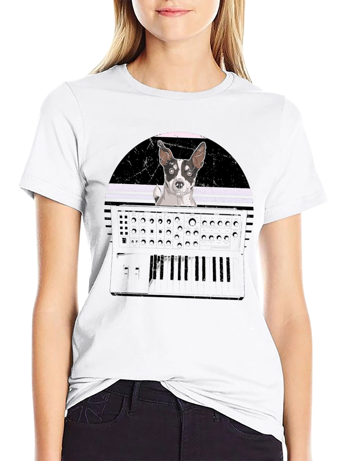 Dog Synth Graphic Tee - Cool Musician T-Shirt