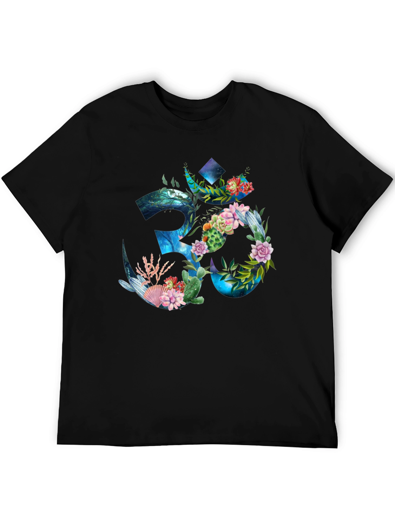 Om Symbol Floral Graphic Print T-Shirt