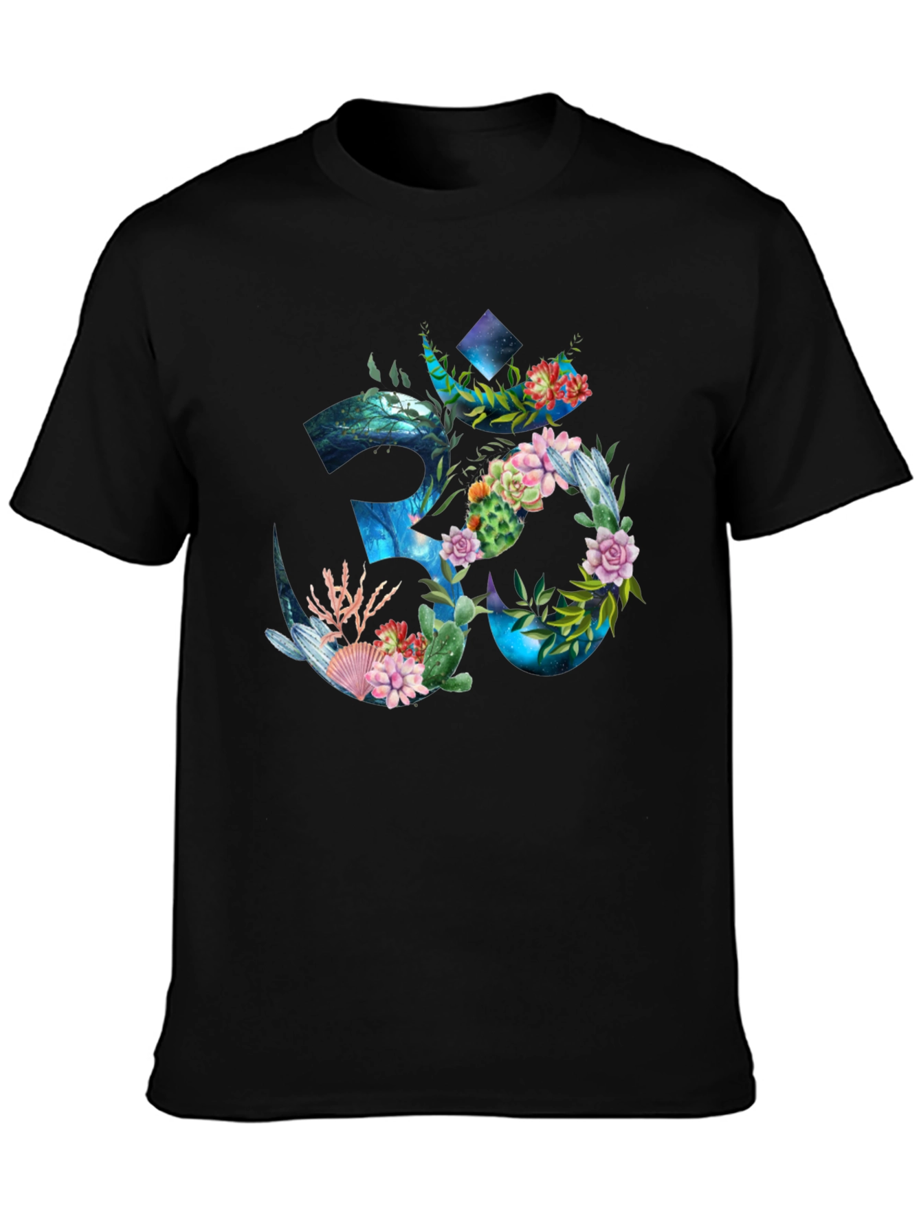 Om Symbol Floral Graphic Print T-Shirt