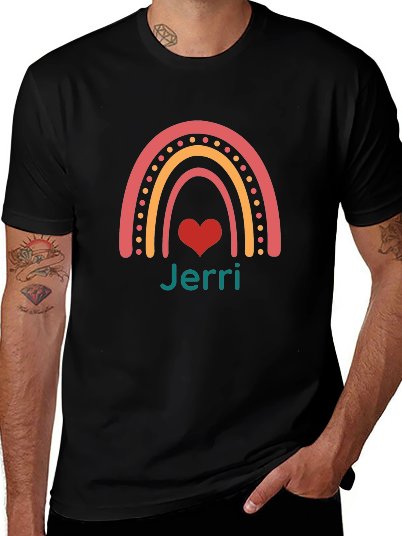 Jerri Rainbow Heart Graphic T-Shirt
