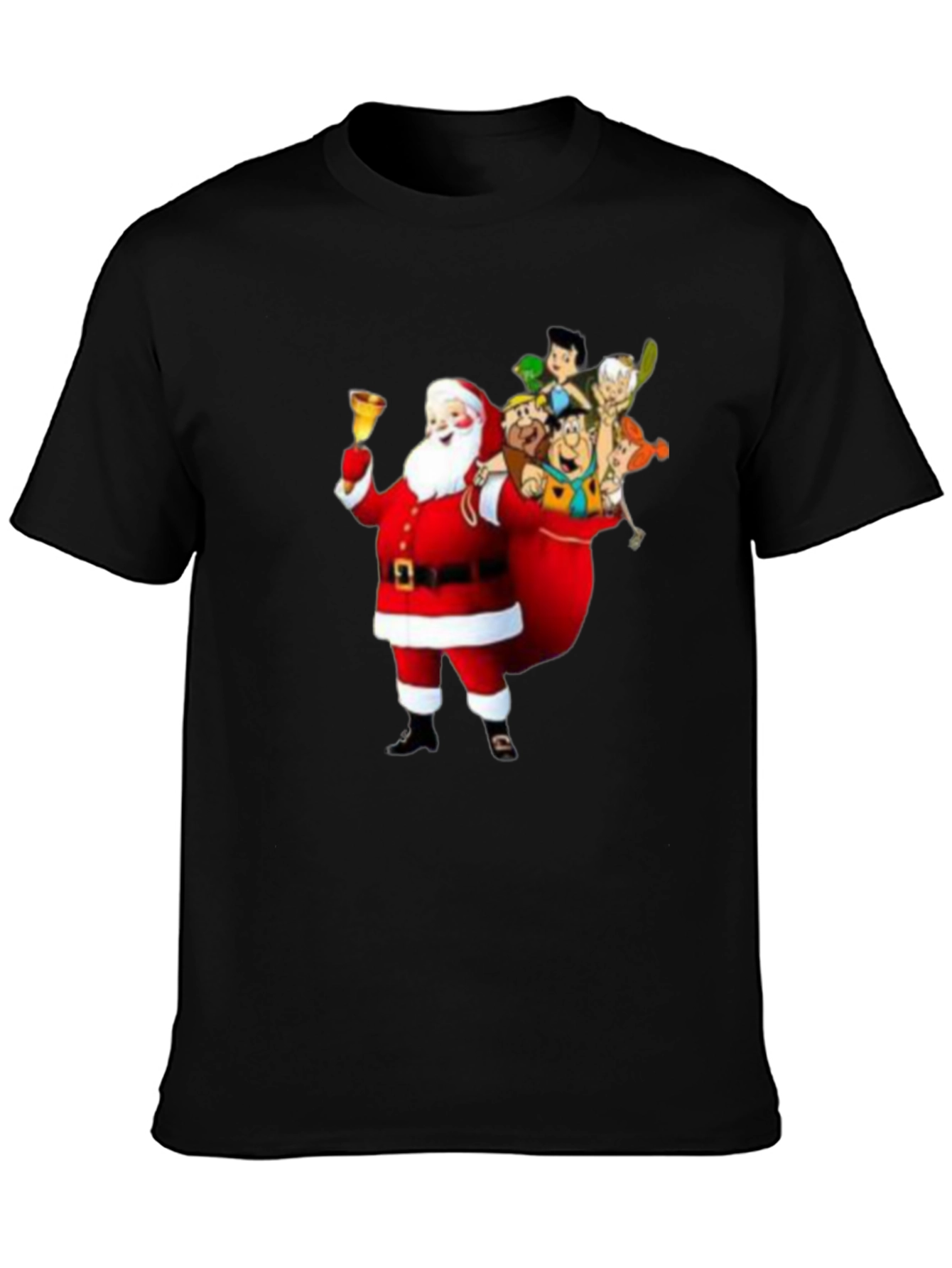 Santa Flintstones T-Shirt - Christmas Cartoon Tee