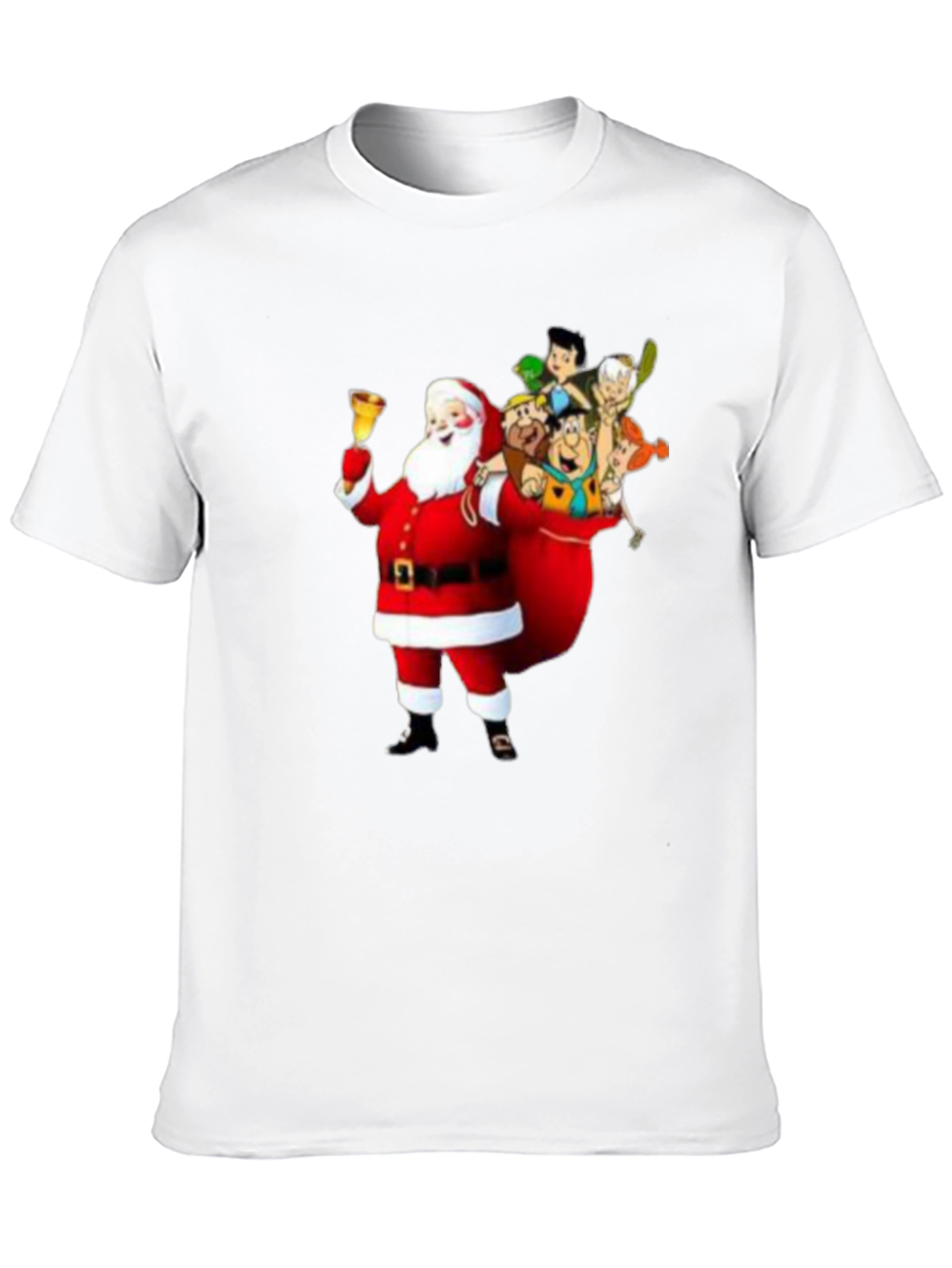 Santa Flintstones T-Shirt - Christmas Cartoon Tee