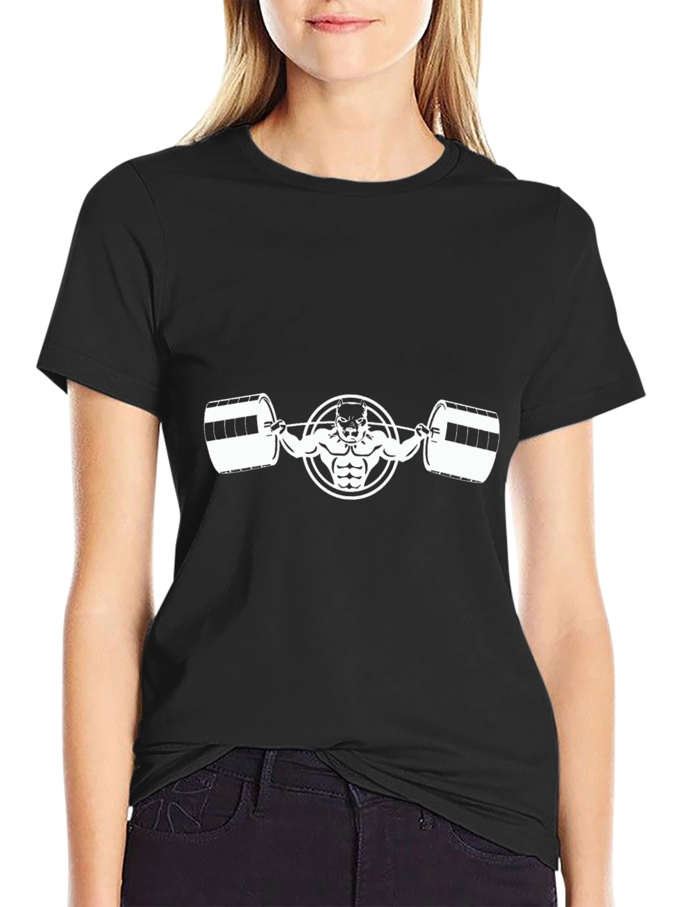 Weightlifting Bulldog Graphic Tee - Black
